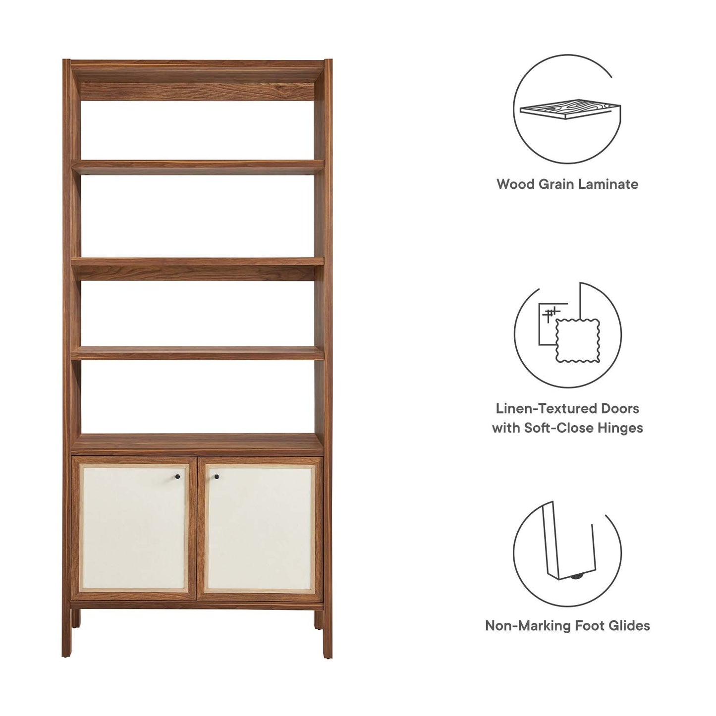 Capri 4-Shelf Wood Grain Bookcase By Modway - EEI-6619 | Cabinets | Modishstore - 5
