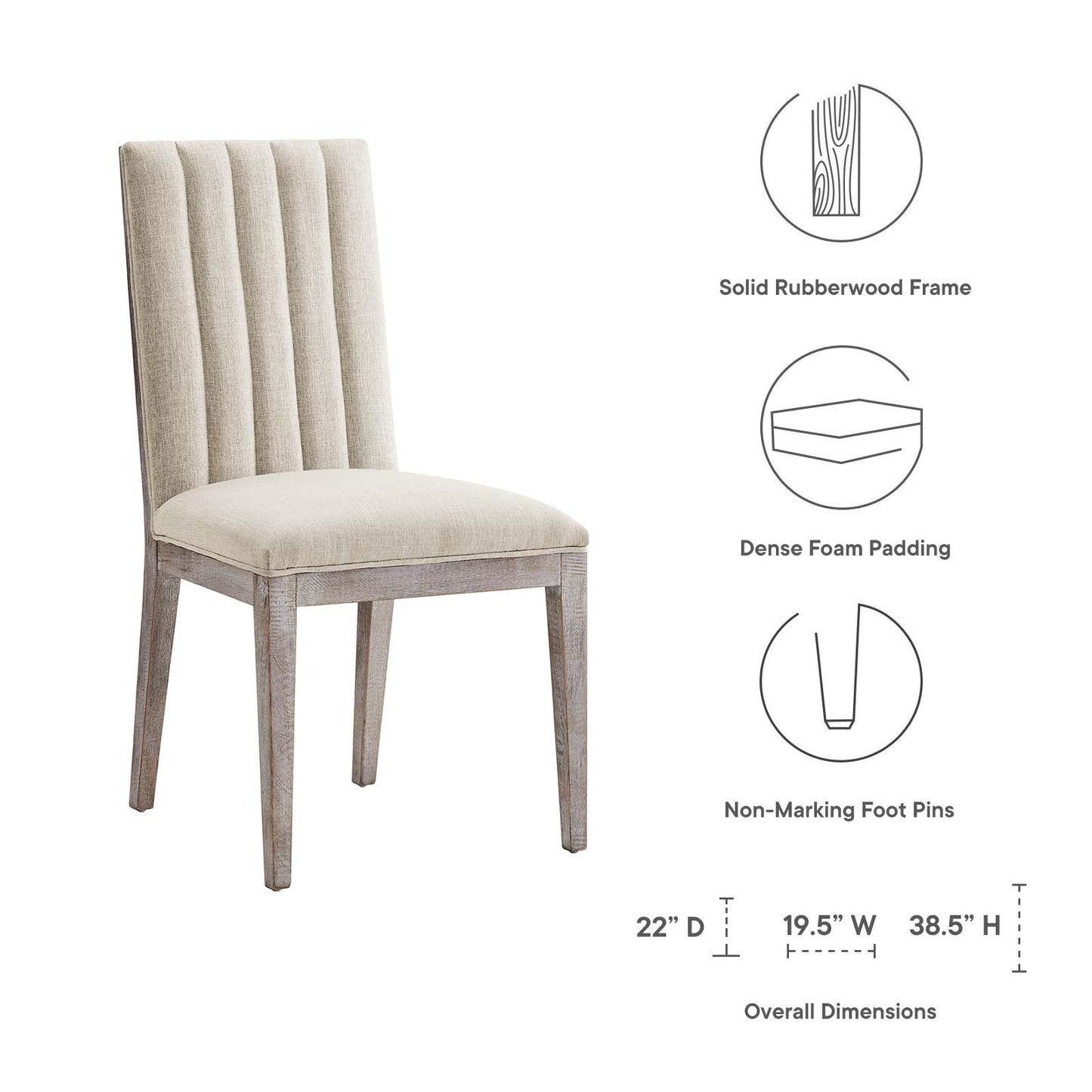 Maisonette French Vintage Tufted Fabric Dining Side Chairs Set of 2 By Modway - EEI-6623 | Dining Chairs | Modishstore - 7