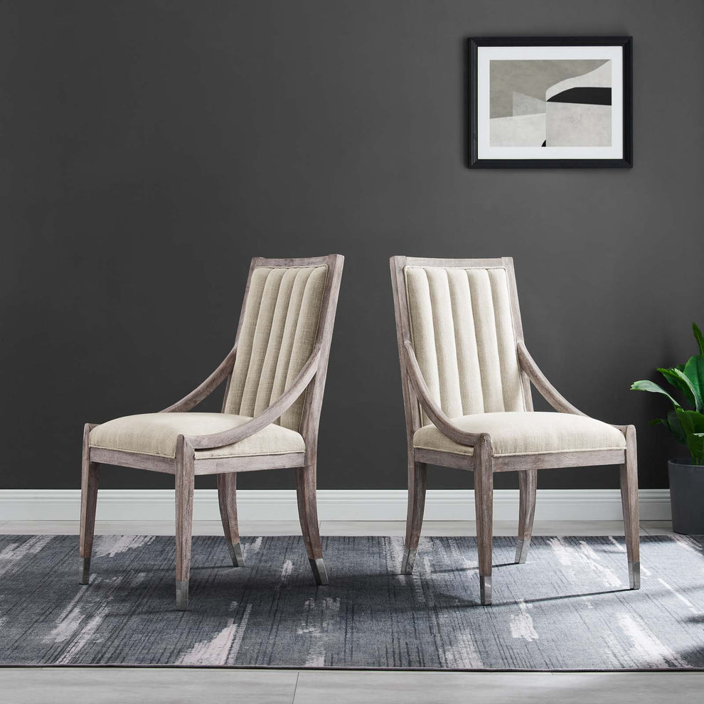 Maison French Vintage Tufted Fabric Dining Armchairs Set of 2 By Modway - EEI-6624 | Dining Chairs | Modishstore - 1