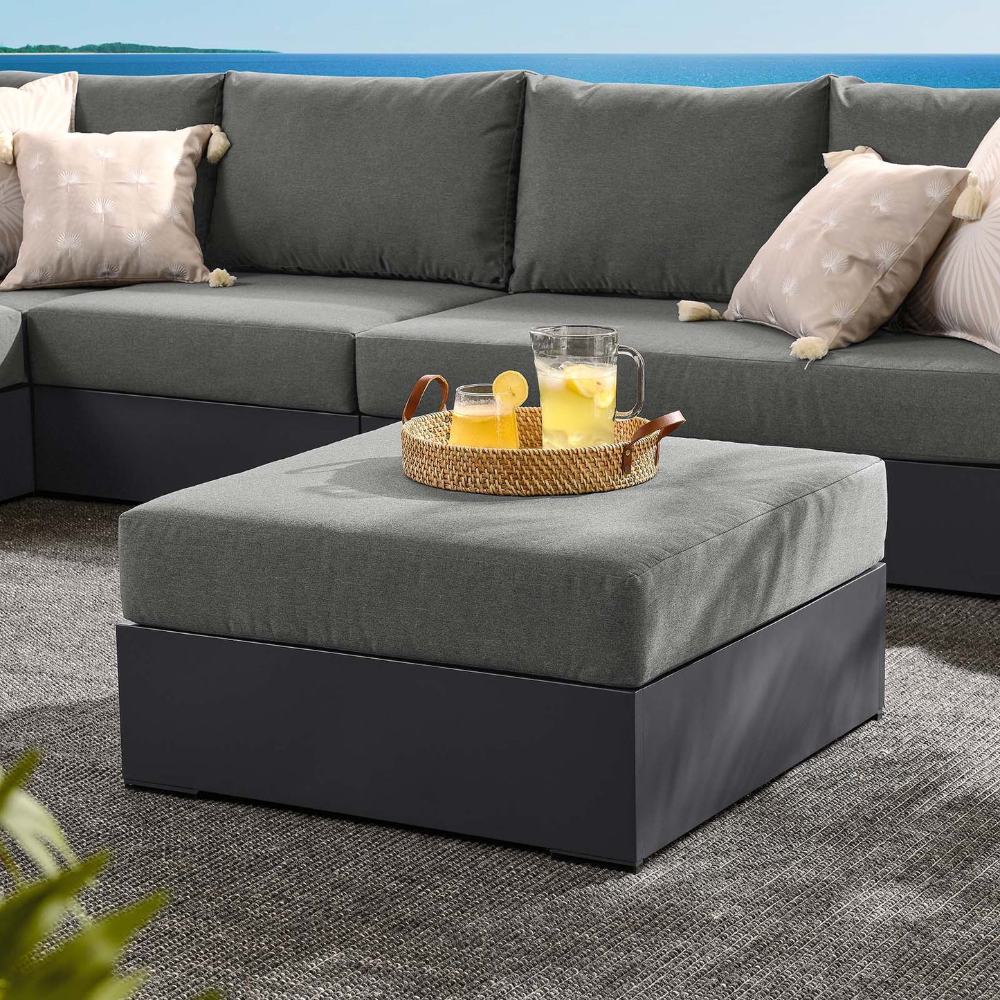 Tahoe Outdoor Patio Powder-Coated Aluminum Ottoman By Modway - EEI-6627 | Outdoor Sofas, Loveseats & Sectionals | Modishstore - 1