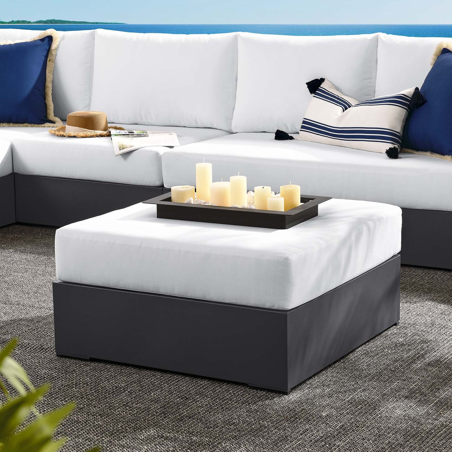 Tahoe Outdoor Patio Powder-Coated Aluminum Ottoman By Modway - EEI-6627 | Outdoor Sofas, Loveseats & Sectionals | Modishstore - 24