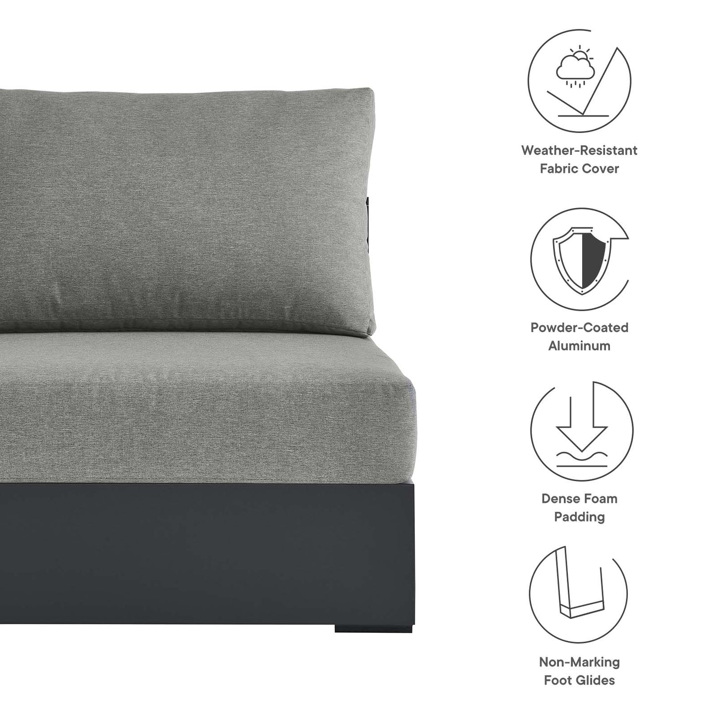 Tahoe Outdoor Patio Powder-Coated Aluminum Modular Armless Chair By Modway - EEI-6628 | Outdoor Sofas, Loveseats & Sectionals | Modishstore - 14