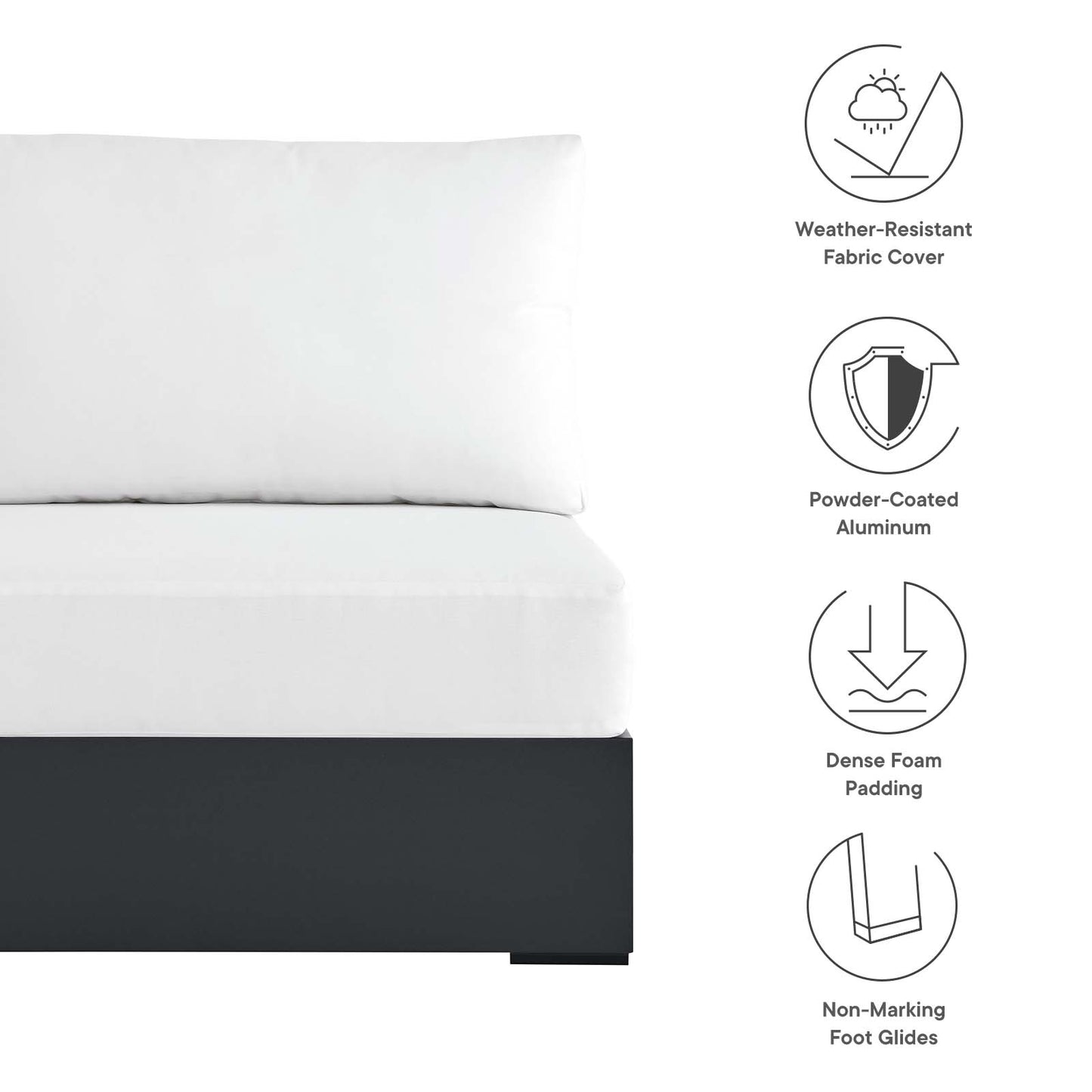 Tahoe Outdoor Patio Powder-Coated Aluminum Modular Armless Chair By Modway - EEI-6628 | Outdoor Sofas, Loveseats & Sectionals | Modishstore - 22