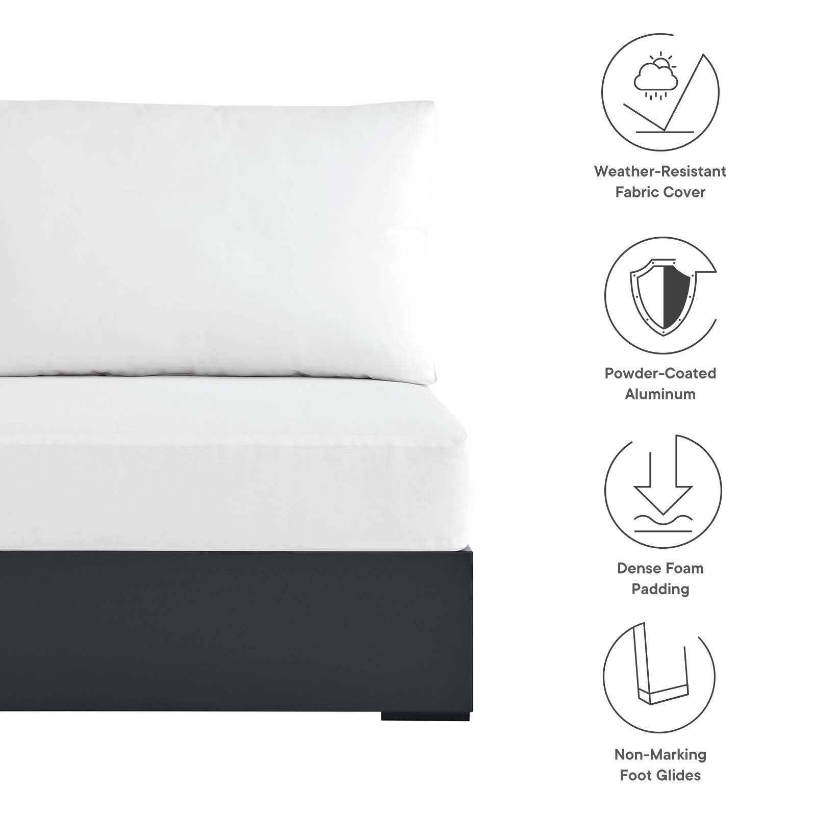 Tahoe Outdoor Patio Powder-Coated Aluminum Modular Armless Chair By Modway - EEI-6628 | Outdoor Sofas, Loveseats & Sectionals | Modishstore - 22