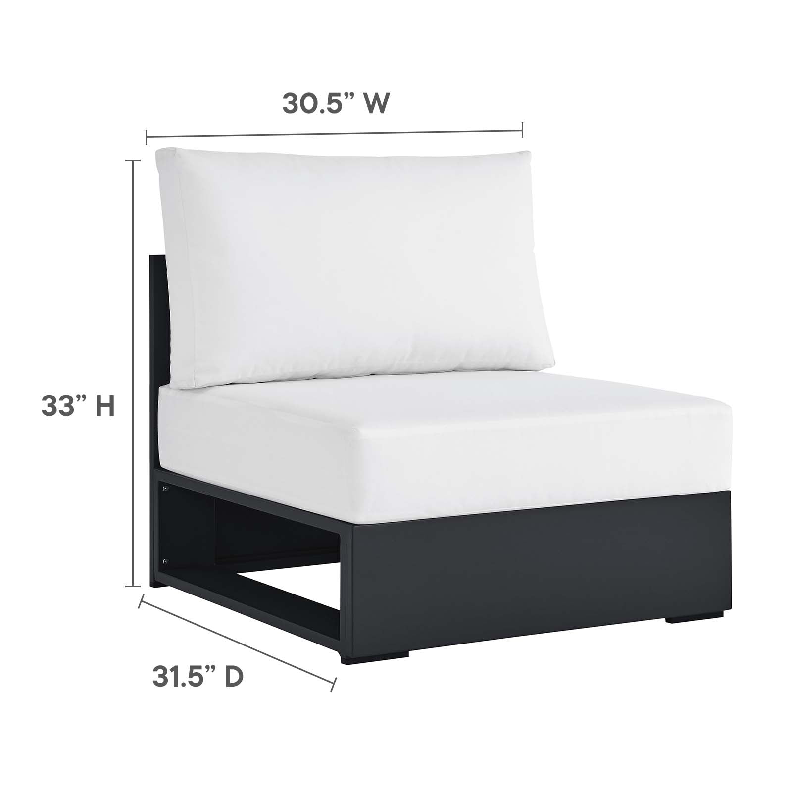 Tahoe Outdoor Patio Powder-Coated Aluminum Modular Armless Chair By Modway - EEI-6628 | Outdoor Sofas, Loveseats & Sectionals | Modishstore - 23