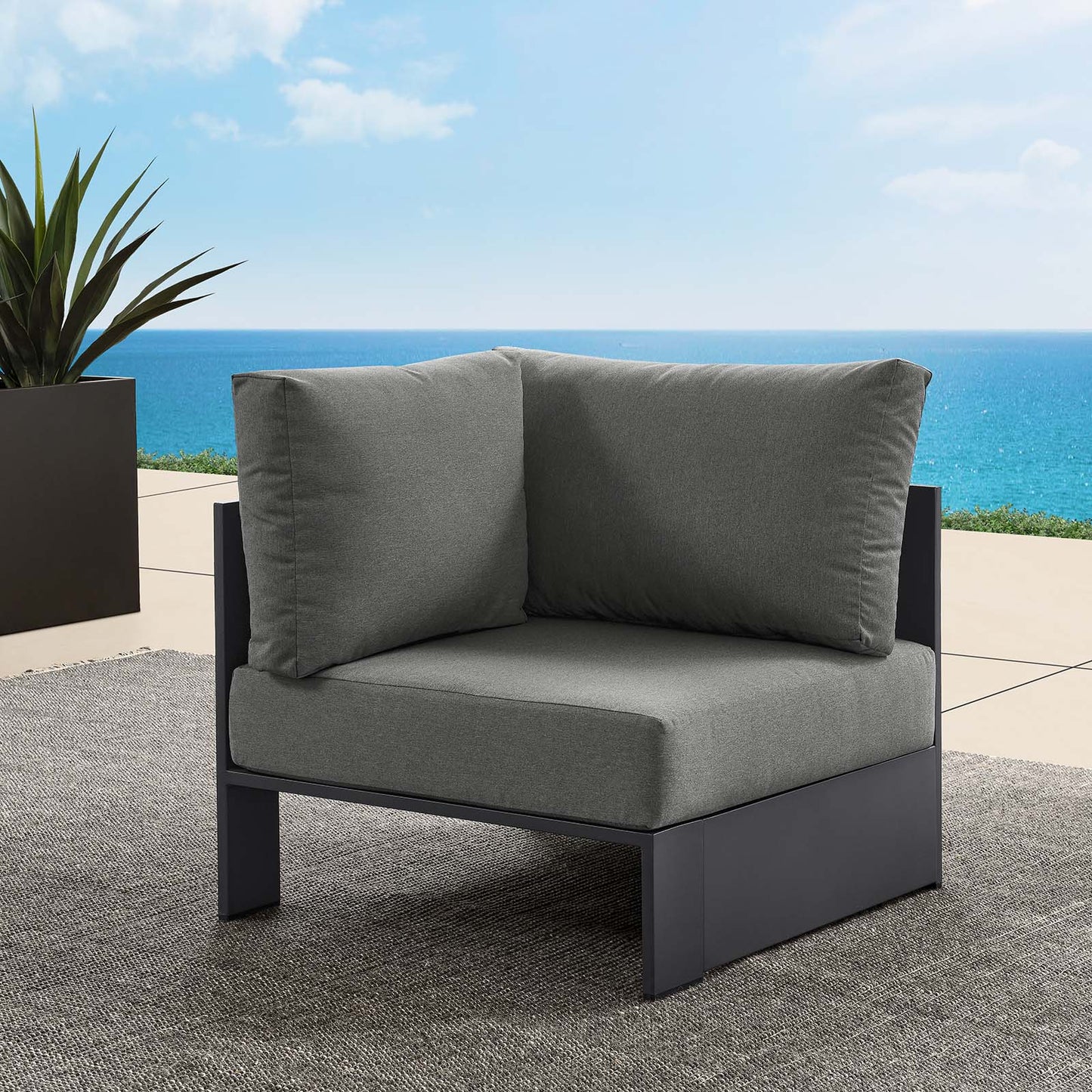 Tahoe Outdoor Patio Powder-Coated Aluminum Modular Corner Chair By Modway - EEI-6631 | Outdoor Sofas, Loveseats & Sectionals | Modishstore