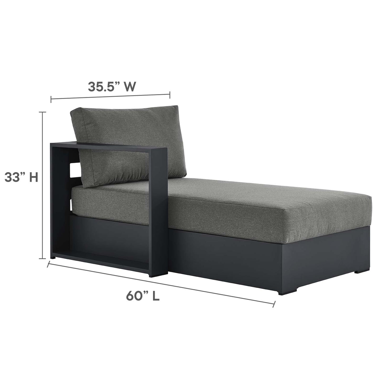 Tahoe Outdoor Patio Powder-Coated Aluminum Modular Left-Facing Chaise Lounge By Modway - EEI-6632 | Outdoor Sofas, Loveseats & Sectionals | Modishstore - 7