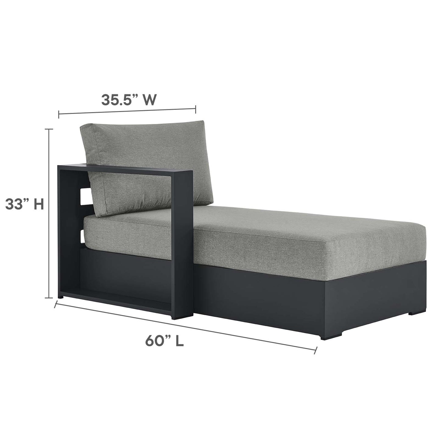 Tahoe Outdoor Patio Powder-Coated Aluminum Modular Left-Facing Chaise Lounge By Modway - EEI-6632 | Outdoor Sofas, Loveseats & Sectionals | Modishstore - 15