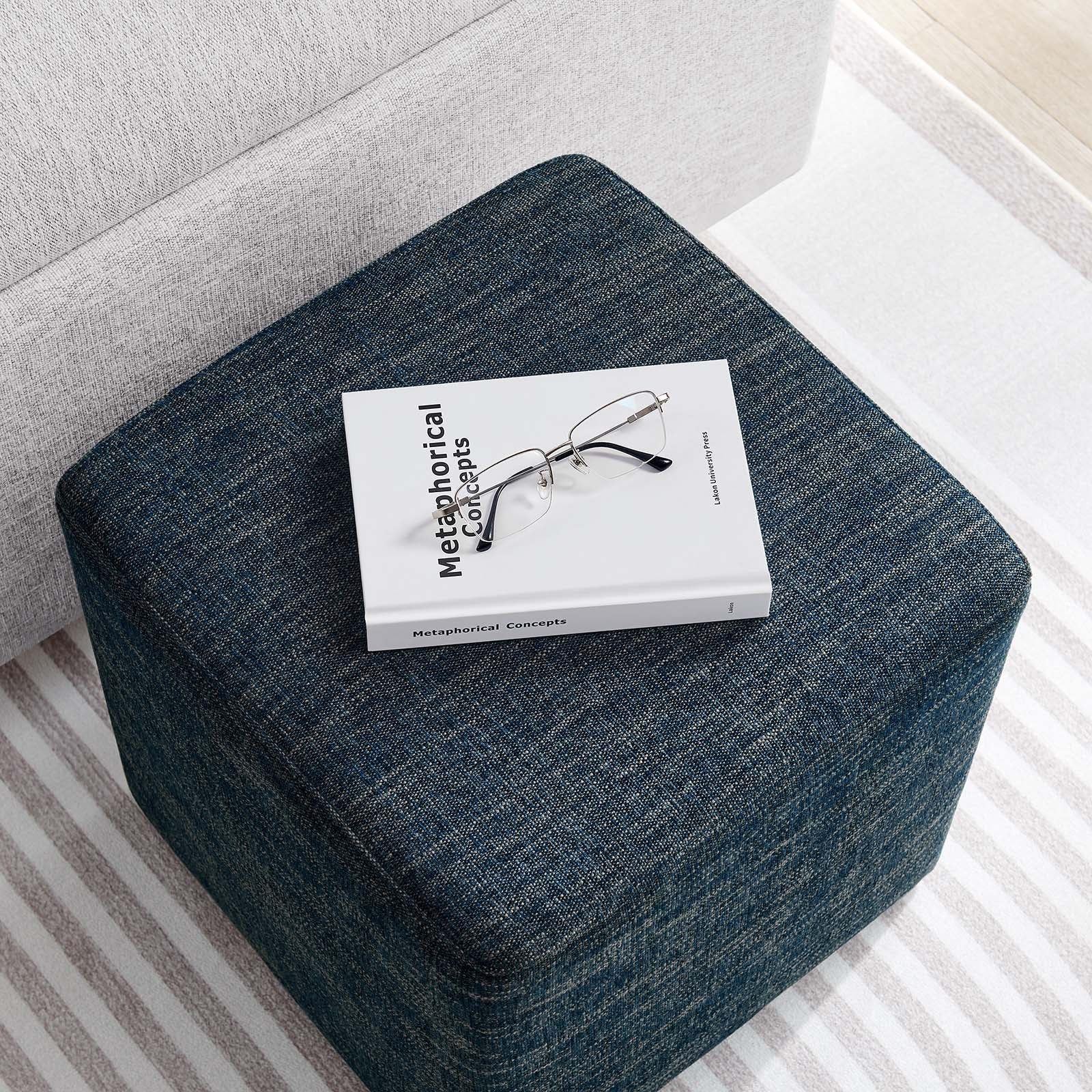 Callum 17" Square Woven Heathered Fabric Upholstered Ottoman By Modway - EEI-6636 | Ottomans | Modishstore - 6