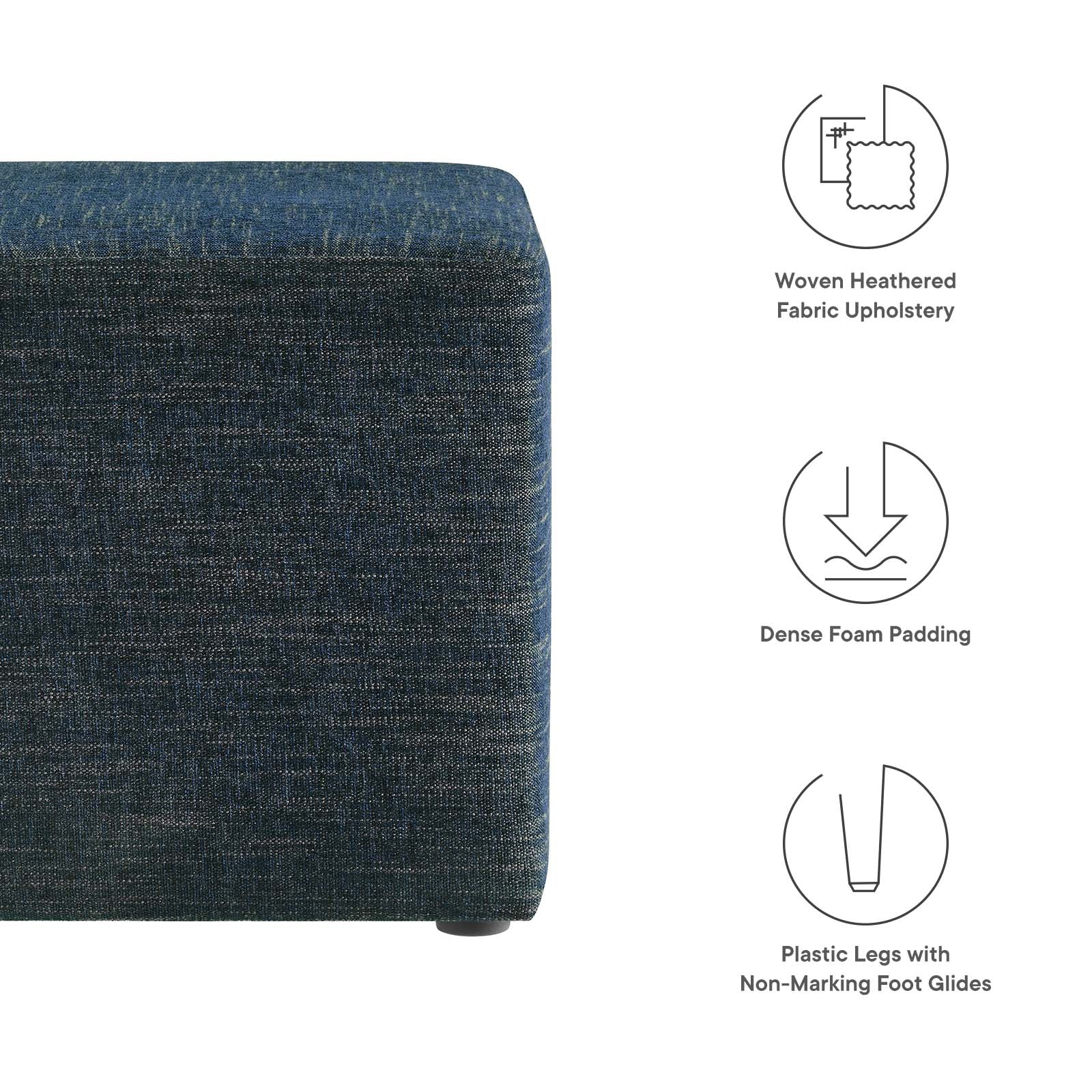 Callum 17" Square Woven Heathered Fabric Upholstered Ottoman By Modway - EEI-6636 | Ottomans | Modishstore - 7