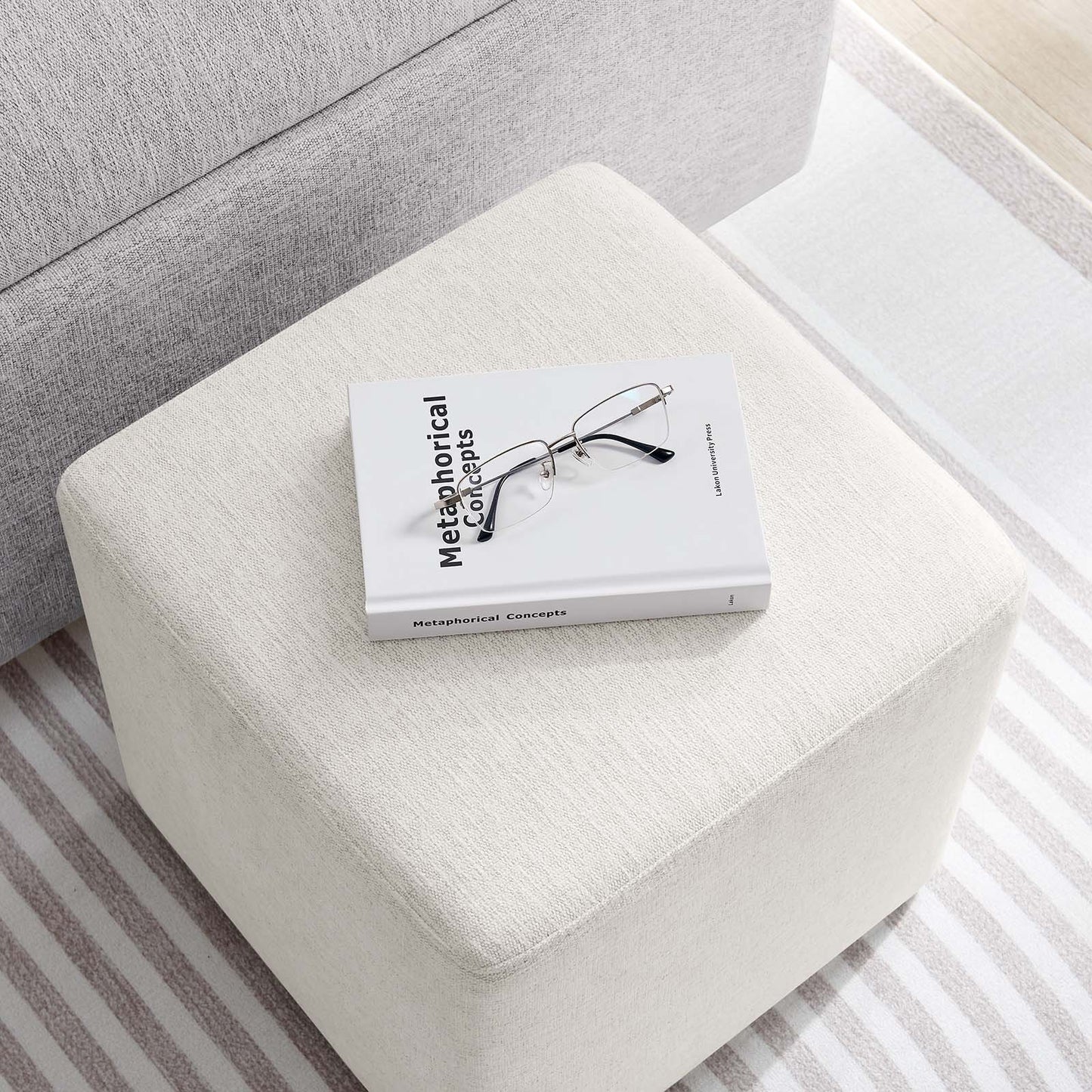 Callum 17" Square Woven Heathered Fabric Upholstered Ottoman By Modway - EEI-6636 | Ottomans | Modishstore - 13