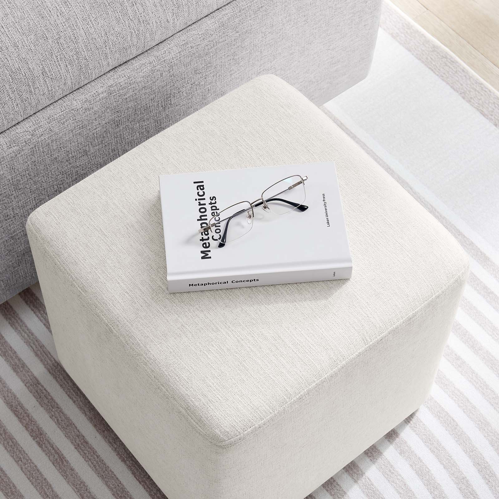 Callum 17" Square Woven Heathered Fabric Upholstered Ottoman By Modway - EEI-6636 | Ottomans | Modishstore - 13
