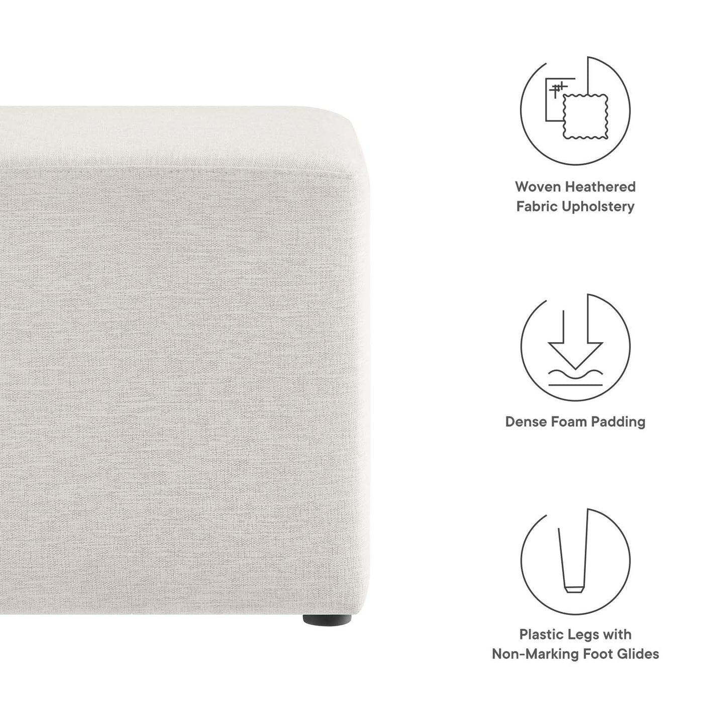 Callum 17" Square Woven Heathered Fabric Upholstered Ottoman By Modway - EEI-6636 | Ottomans | Modishstore - 14