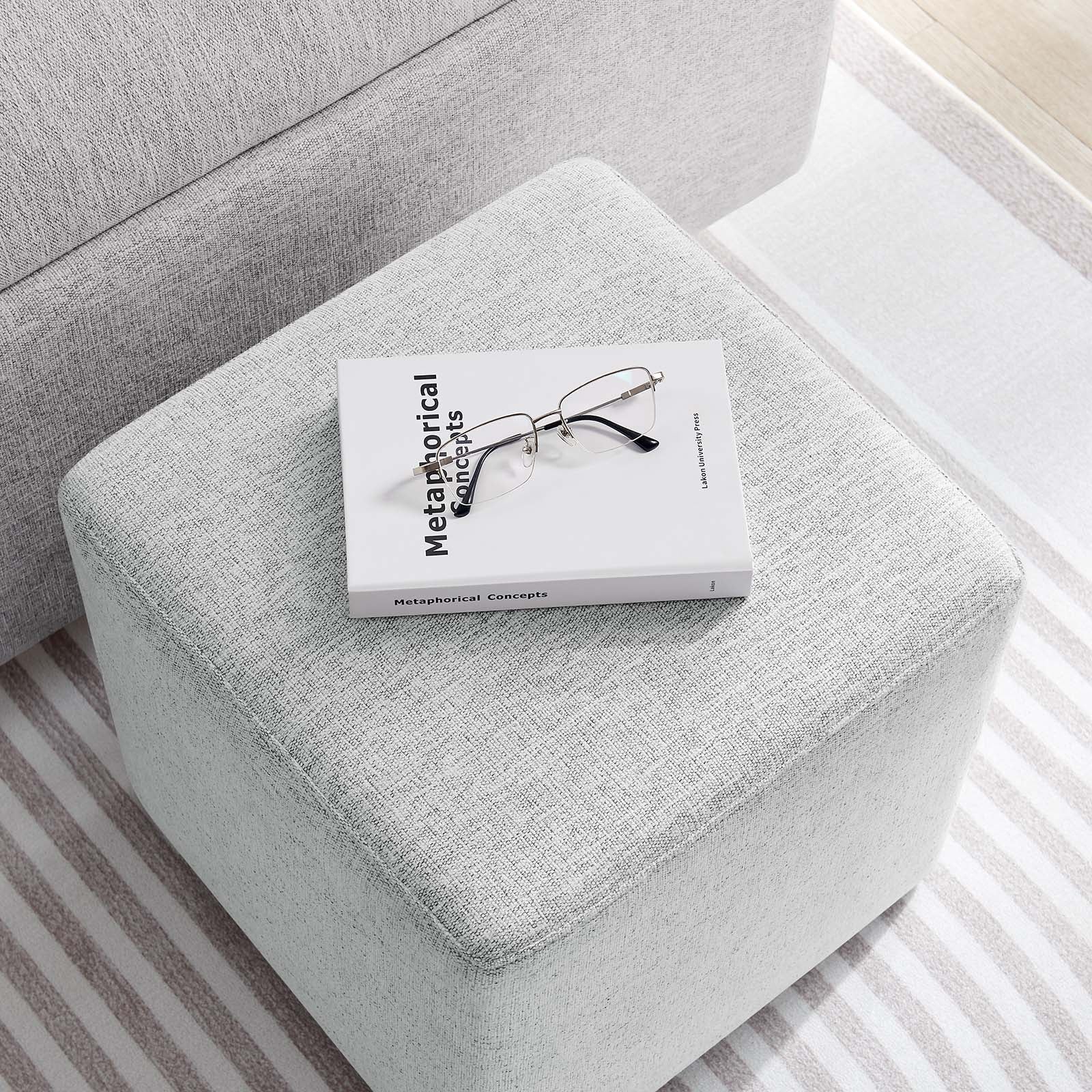 Callum 17" Square Woven Heathered Fabric Upholstered Ottoman By Modway - EEI-6636 | Ottomans | Modishstore - 21