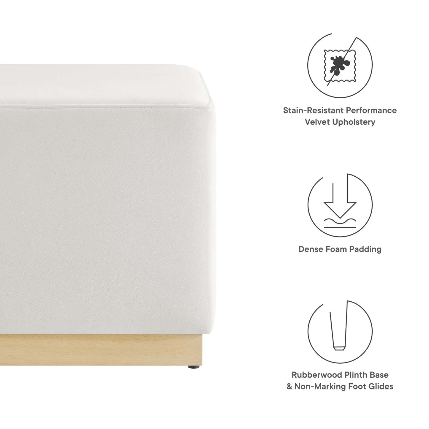 Tilden 17" Square Performance Velvet Upholstered Ottoman By Modway - EEI-6640 | Ottomans | Modishstore - 7