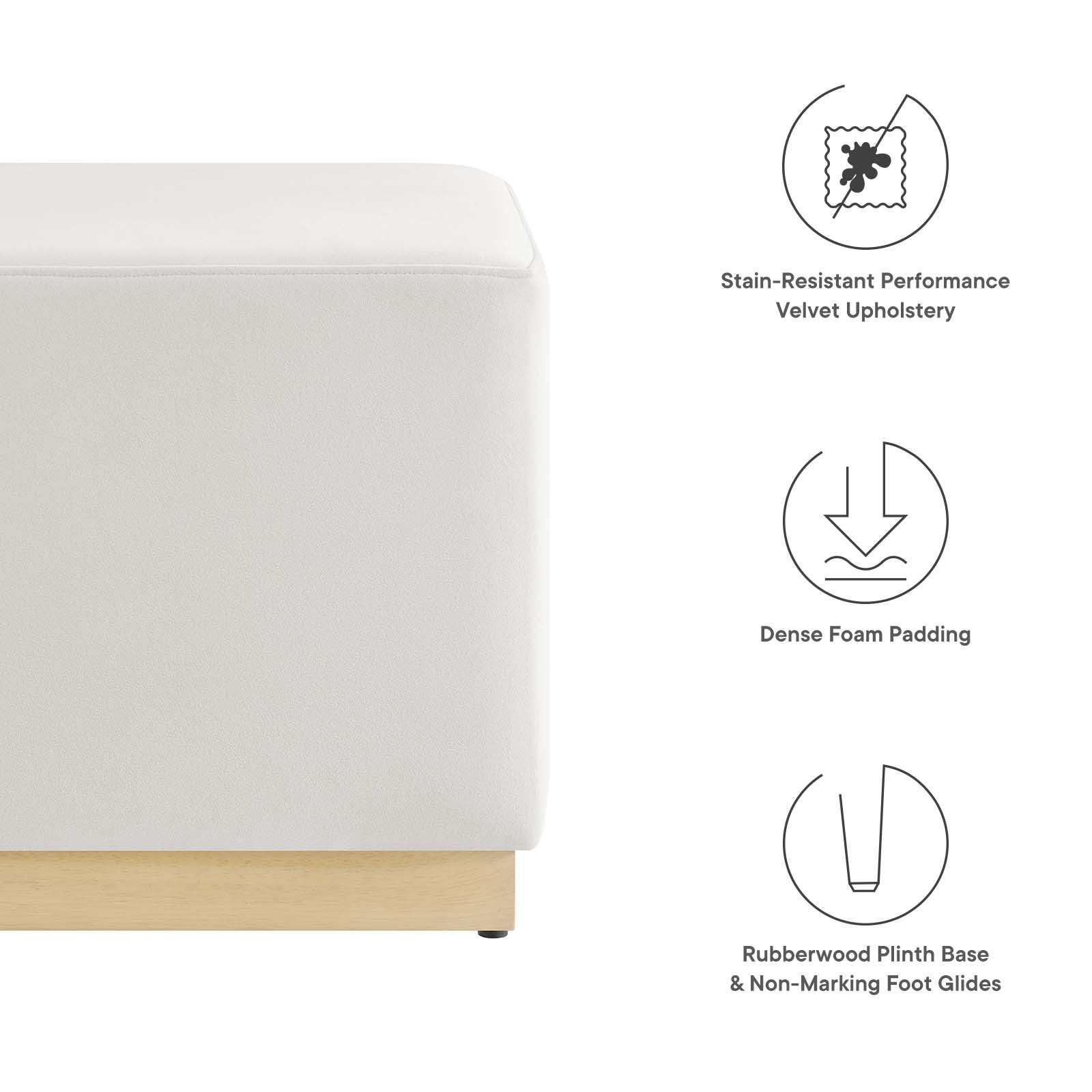 Tilden 17" Square Performance Velvet Upholstered Ottoman By Modway - EEI-6640 | Ottomans | Modishstore - 7