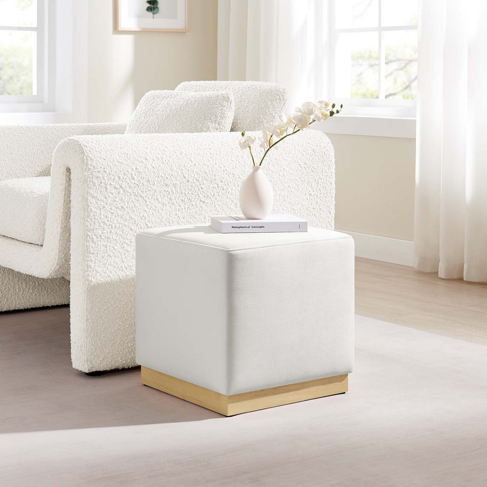 Tilden 17" Square Performance Velvet Upholstered Ottoman By Modway - EEI-6640 | Ottomans | Modishstore - 1