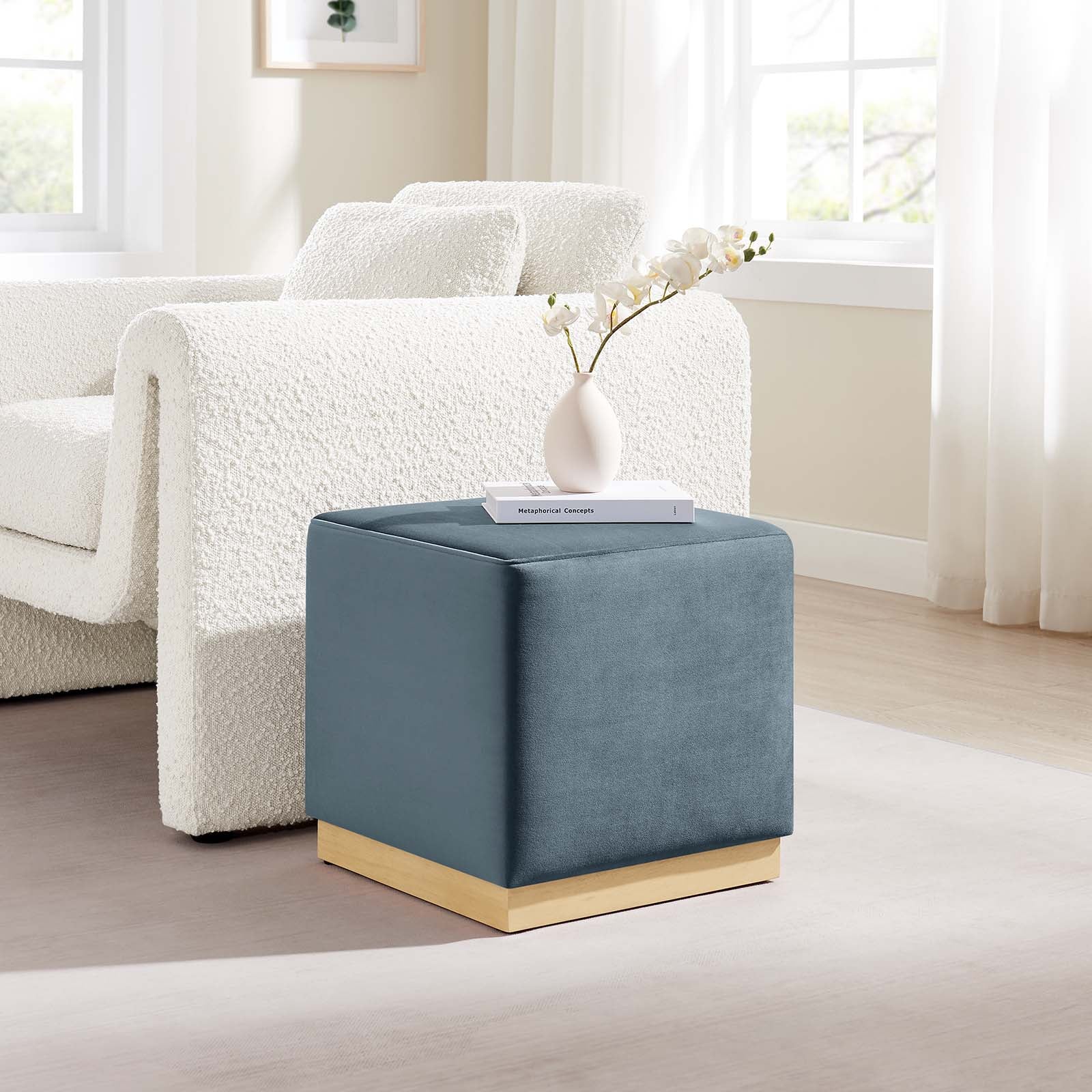 Tilden 17" Square Performance Velvet Upholstered Ottoman By Modway - EEI-6640 | Ottomans | Modishstore - 16