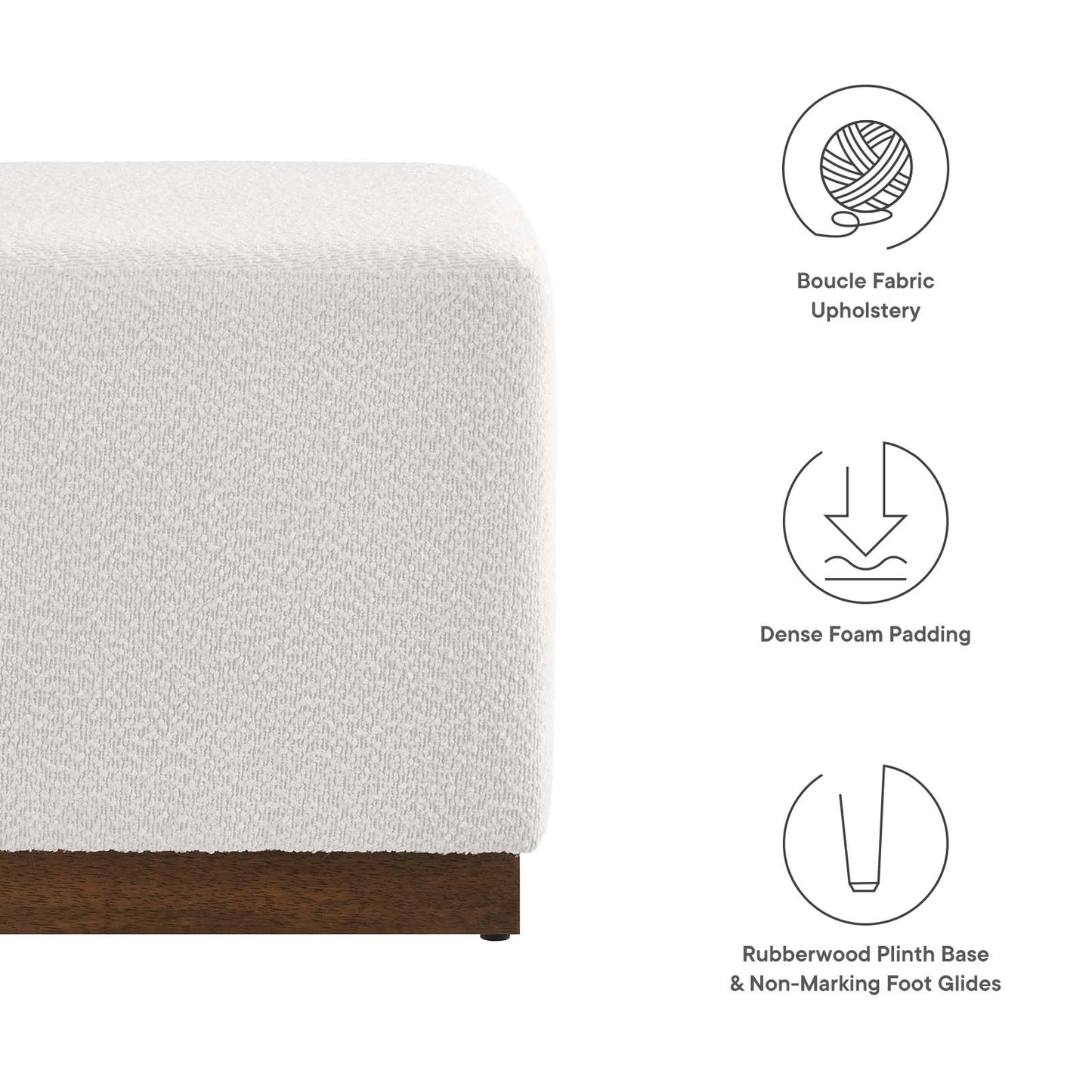 Tilden 17" Square Boucle Upholstered Ottoman By Modway - EEI-6641 | Ottomans | Modishstore - 7