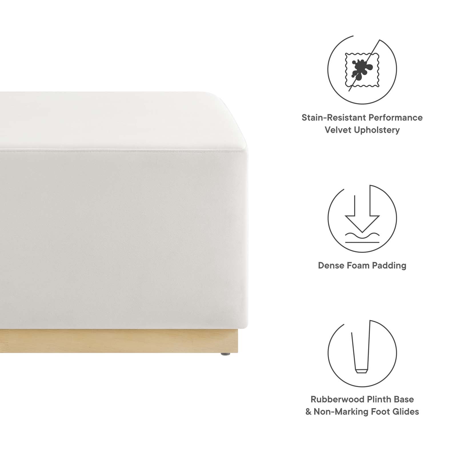 Tilden Large 28" Square Performance Velvet Upholstered Ottoman By Modway - EEI-6643 | Ottomans | Modishstore - 7