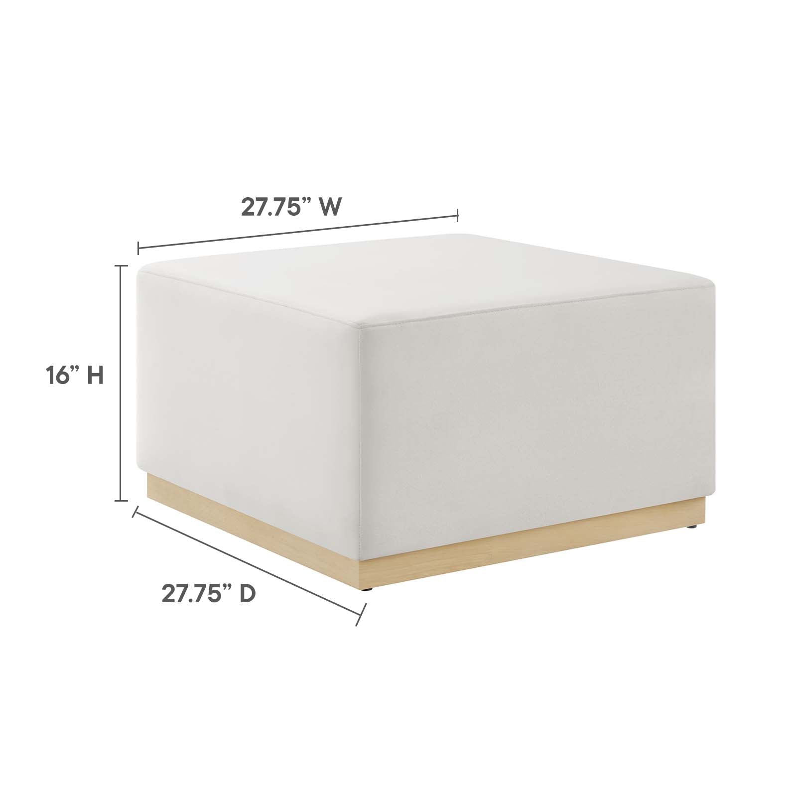 Tilden Large 28" Square Performance Velvet Upholstered Ottoman By Modway - EEI-6643 | Ottomans | Modishstore - 8