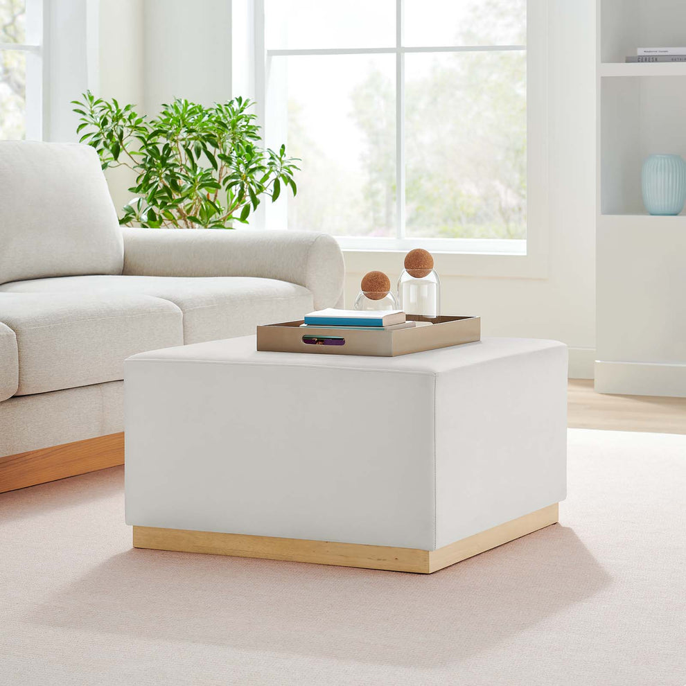 Tilden Large 28" Square Performance Velvet Upholstered Ottoman By Modway - EEI-6643 | Ottomans | Modishstore - 1