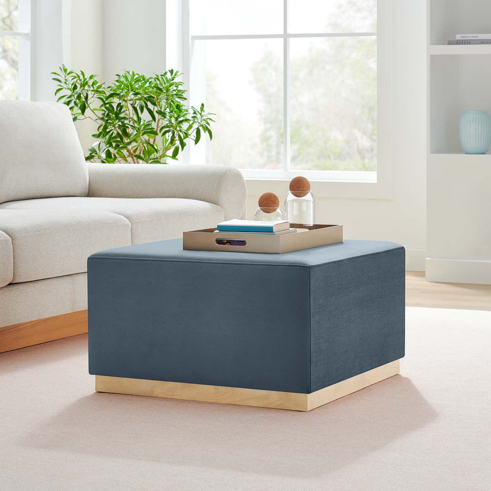 Tilden Large 28" Square Performance Velvet Upholstered Ottoman By Modway - EEI-6643 | Ottomans | Modishstore - 16