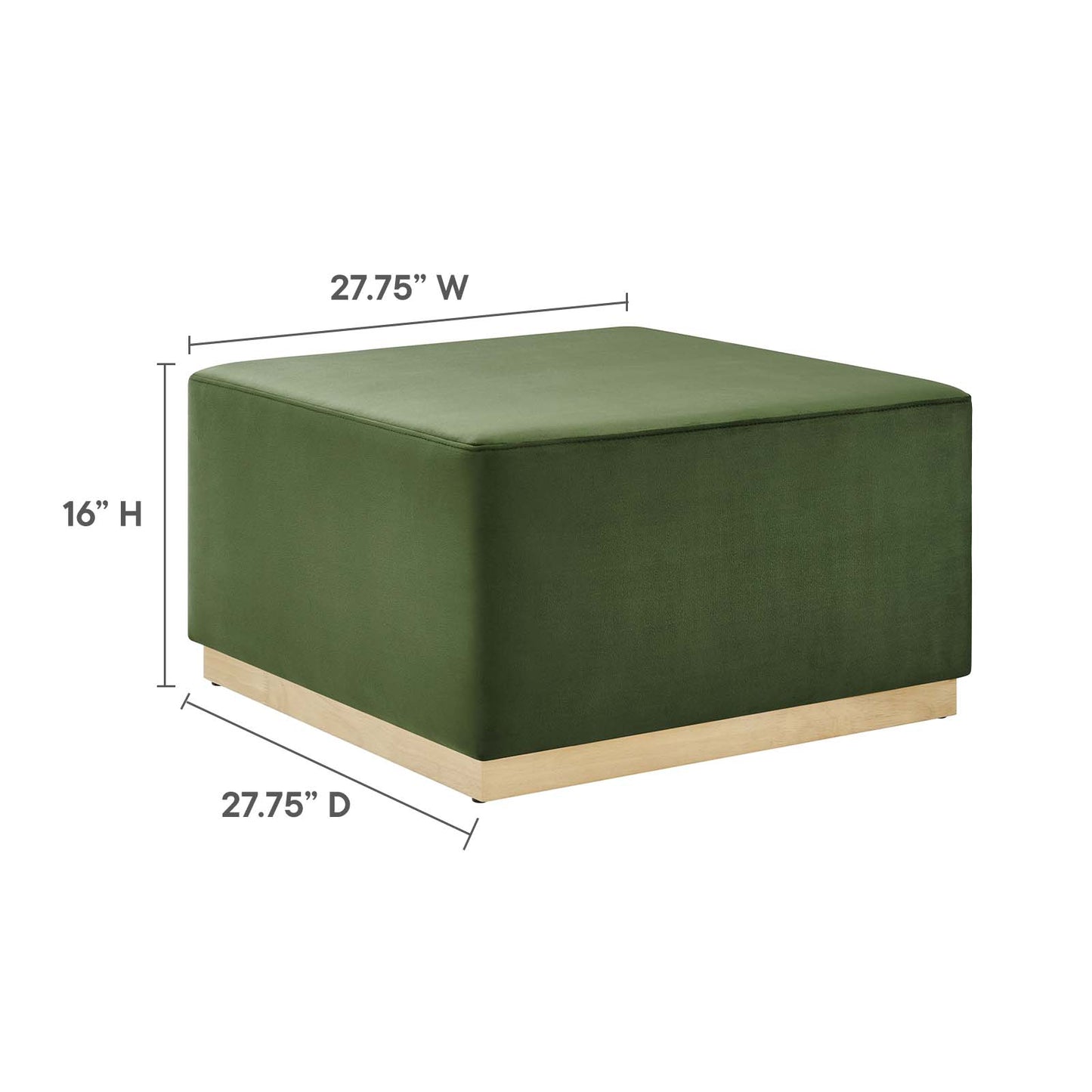 Tilden Large 28" Square Performance Velvet Upholstered Ottoman By Modway - EEI-6643 | Ottomans | Modishstore - 23