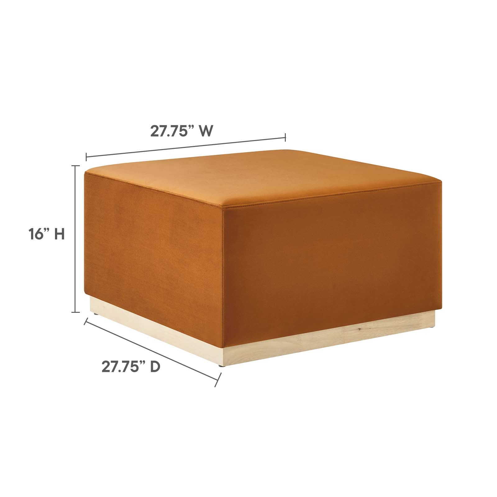 Tilden Large 28" Square Performance Velvet Upholstered Ottoman By Modway - EEI-6643 | Ottomans | Modishstore - 31