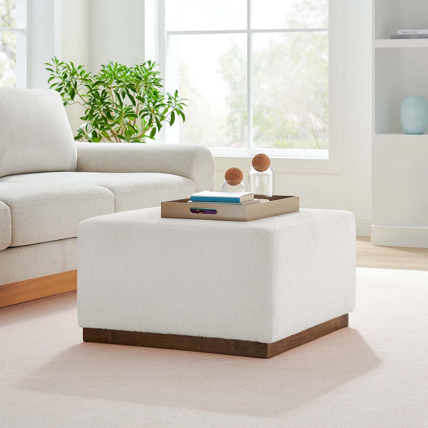 Tilden Large 28" Square Boucle Upholstered Ottoman By Modway - EEI-6644 | Ottomans | Modishstore - 1