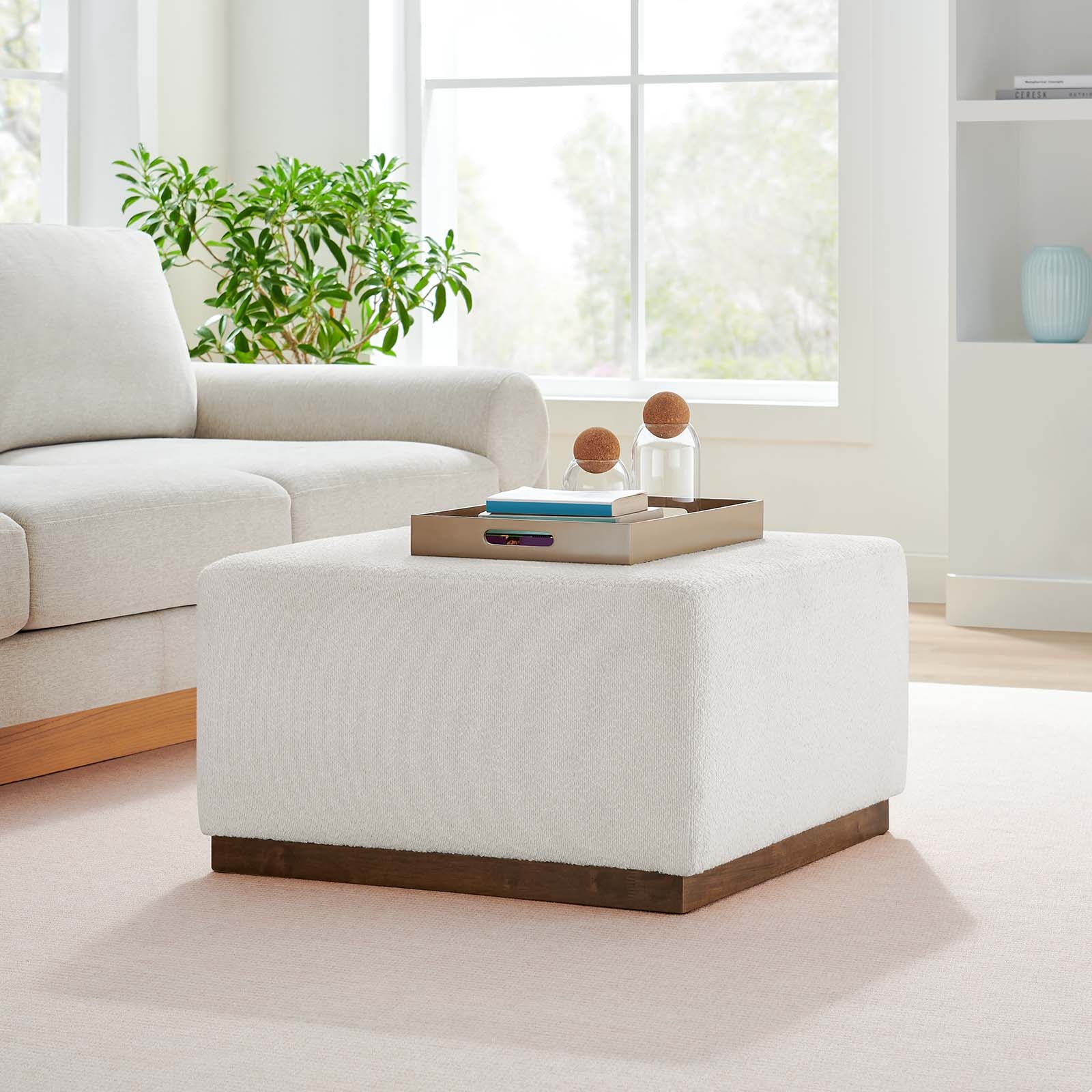 Tilden Large 28" Square Boucle Upholstered Ottoman By Modway - EEI-6644 | Ottomans | Modishstore - 1