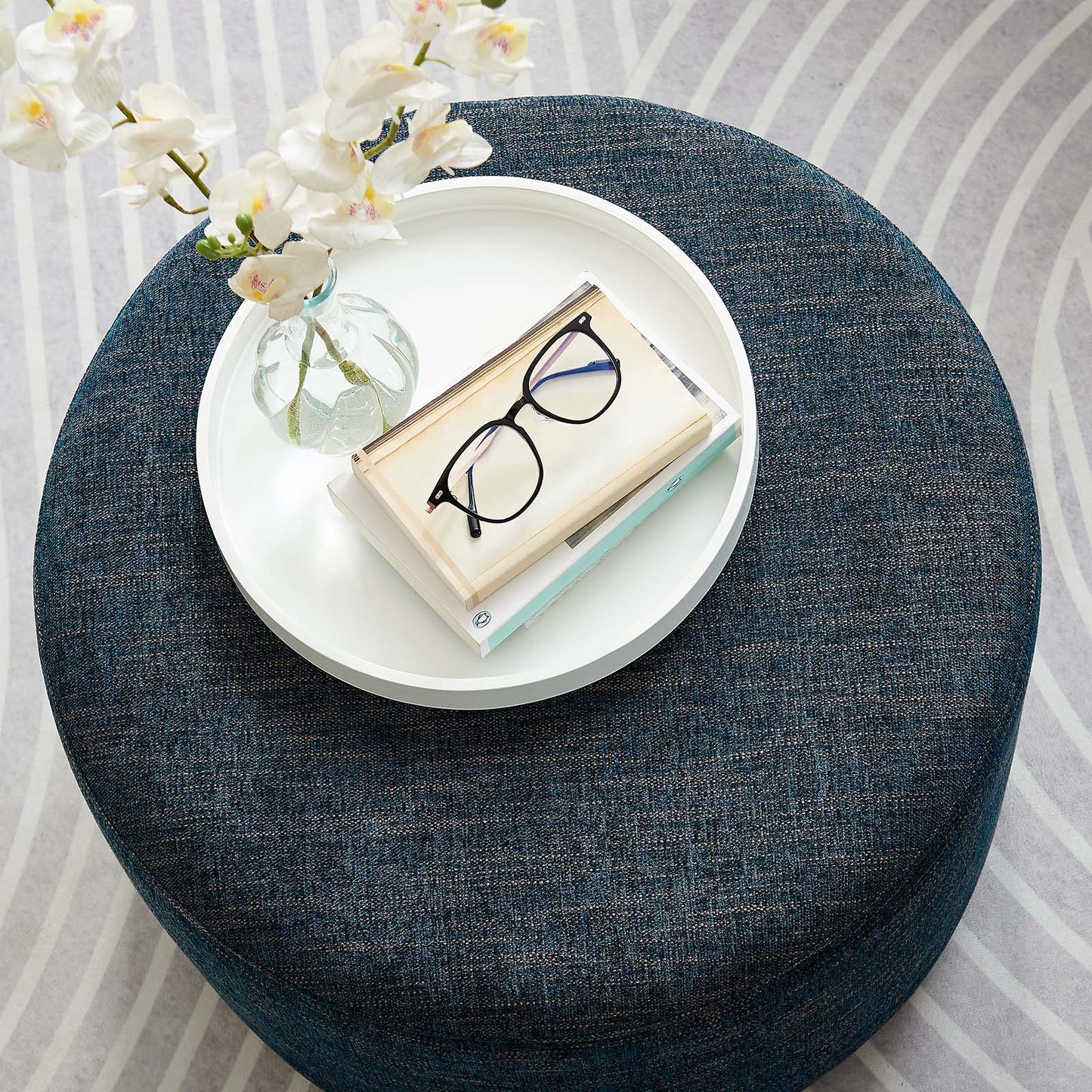 Callum Large 23" Round Woven Heathered Fabric Upholstered Ottoman By Modway - EEI-6645 | Ottomans | Modishstore - 5