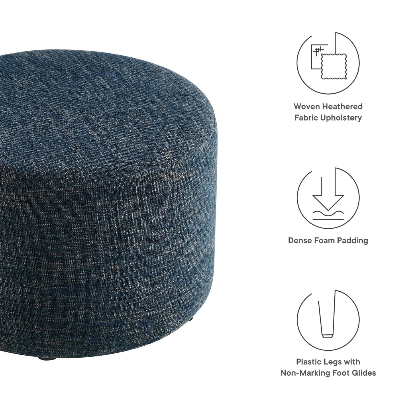 Callum Large 23" Round Woven Heathered Fabric Upholstered Ottoman By Modway - EEI-6645 | Ottomans | Modishstore - 6