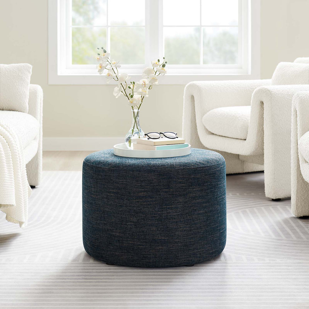 Callum Large 23" Round Woven Heathered Fabric Upholstered Ottoman By Modway - EEI-6645 | Ottomans | Modishstore - 8