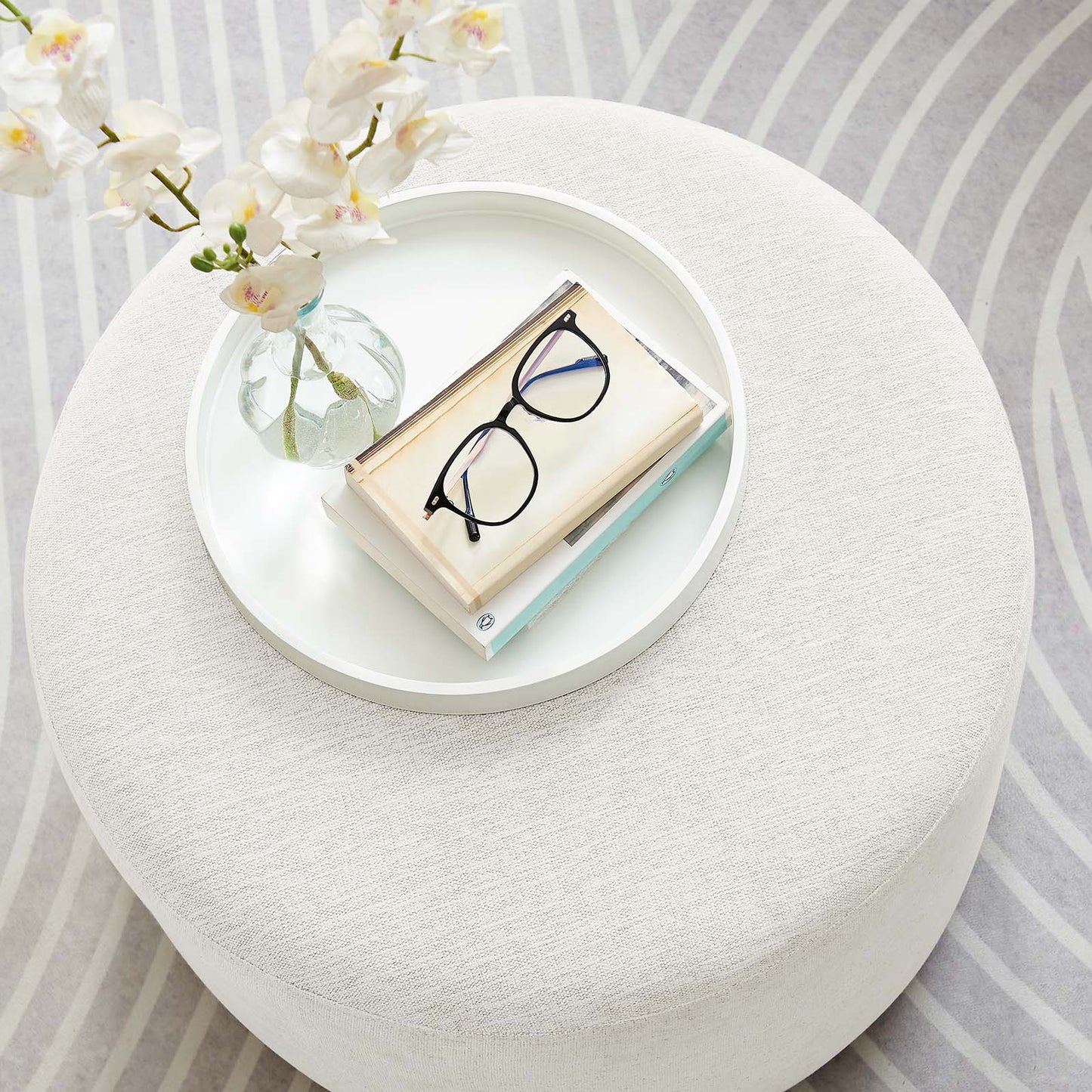 Callum Large 23" Round Woven Heathered Fabric Upholstered Ottoman By Modway - EEI-6645 | Ottomans | Modishstore - 12