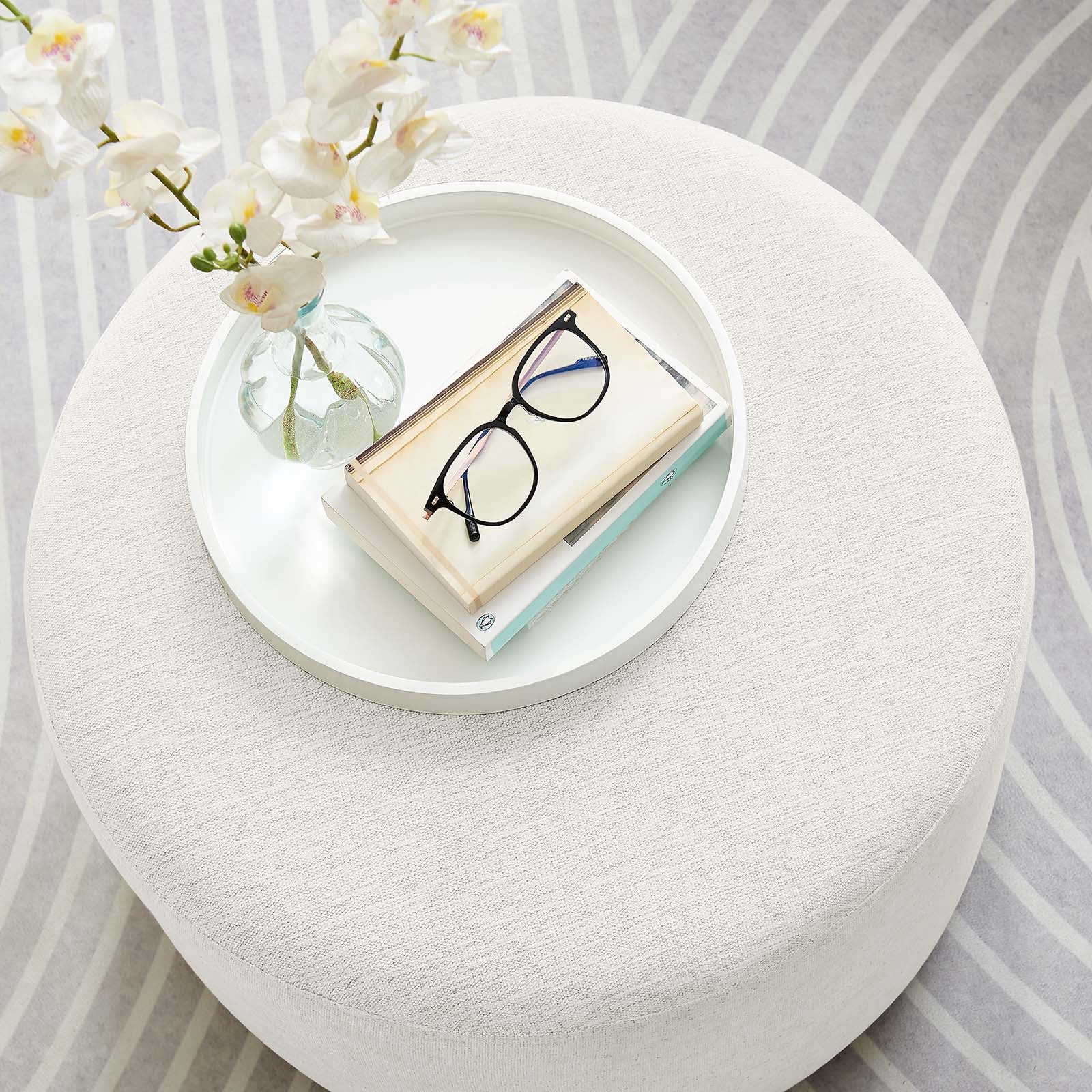 Callum Large 23" Round Woven Heathered Fabric Upholstered Ottoman By Modway - EEI-6645 | Ottomans | Modishstore - 12