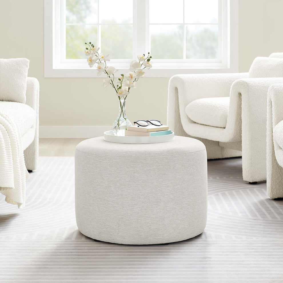 Callum Large 23" Round Woven Heathered Fabric Upholstered Ottoman By Modway - EEI-6645 | Ottomans | Modishstore - 15