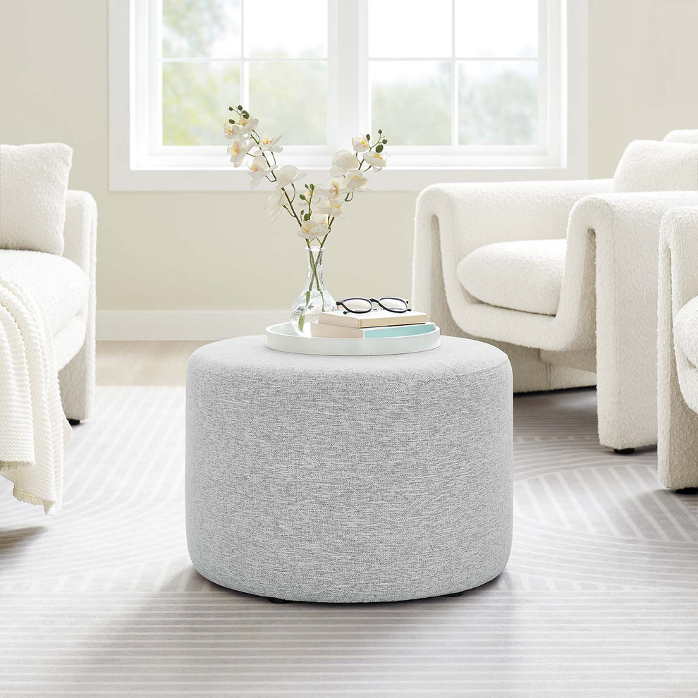 Callum Large 23" Round Woven Heathered Fabric Upholstered Ottoman By Modway - EEI-6645 | Ottomans | Modishstore - 23