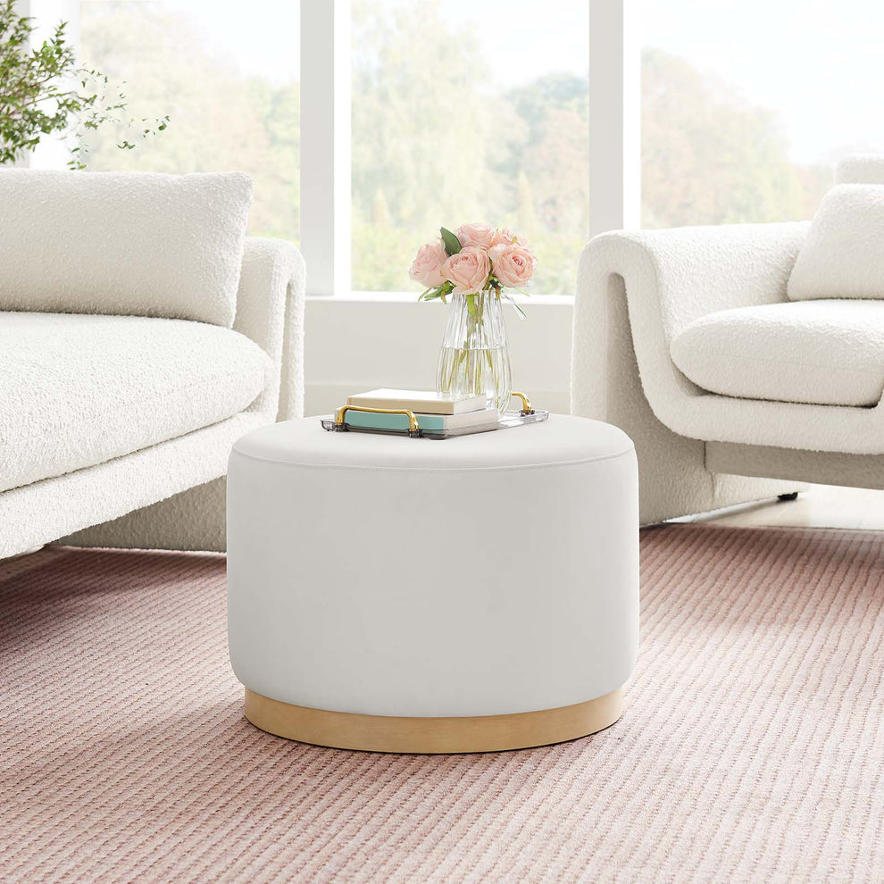 Tilden Large 23" Round Performance Velvet Upholstered Ottoman By Modway - EEI-6646 | Ottomans | Modishstore - 1