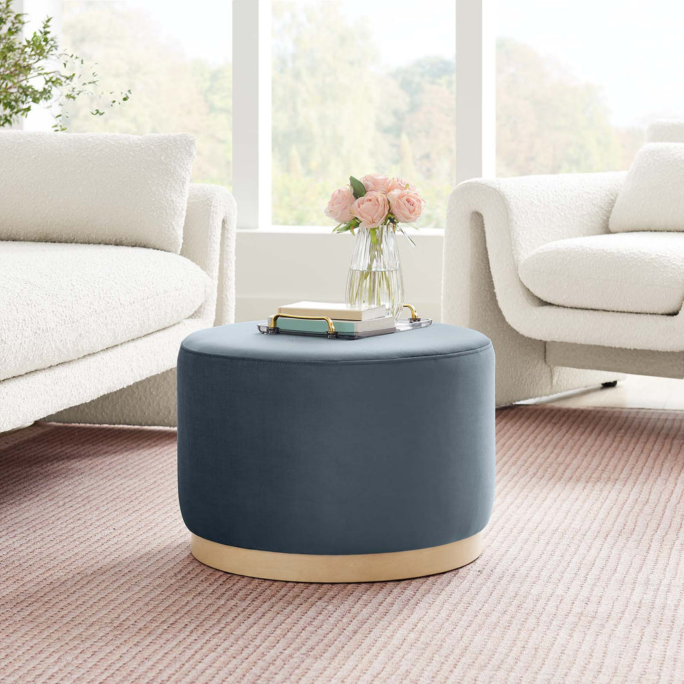 Tilden Large 23" Round Performance Velvet Upholstered Ottoman By Modway - EEI-6646 | Ottomans | Modishstore - 15