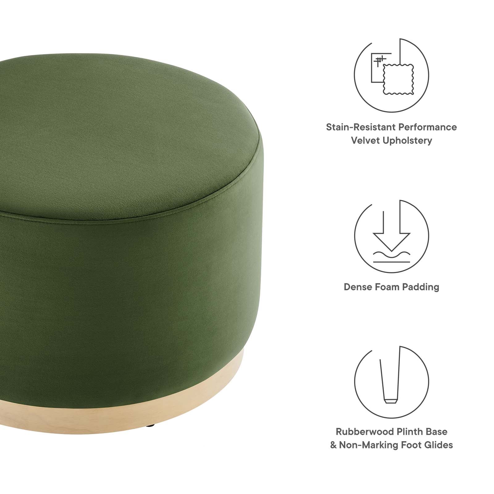 Tilden Large 23" Round Performance Velvet Upholstered Ottoman By Modway - EEI-6646 | Ottomans | Modishstore - 21