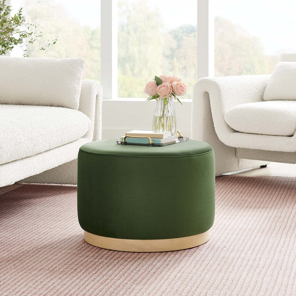 Tilden Large 23" Round Performance Velvet Upholstered Ottoman By Modway - EEI-6646 | Ottomans | Modishstore - 23