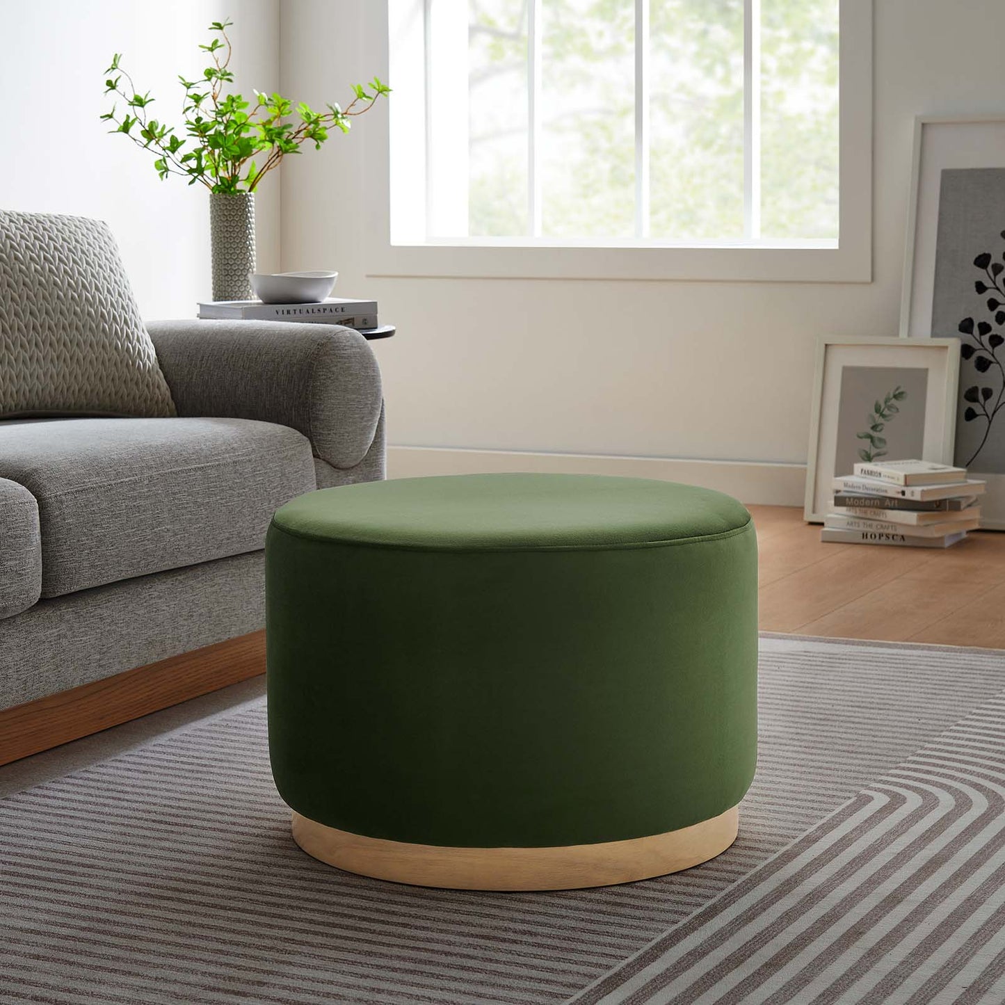 Tilden Large 23" Round Performance Velvet Upholstered Ottoman By Modway - EEI-6646 | Ottomans | Modishstore - 24