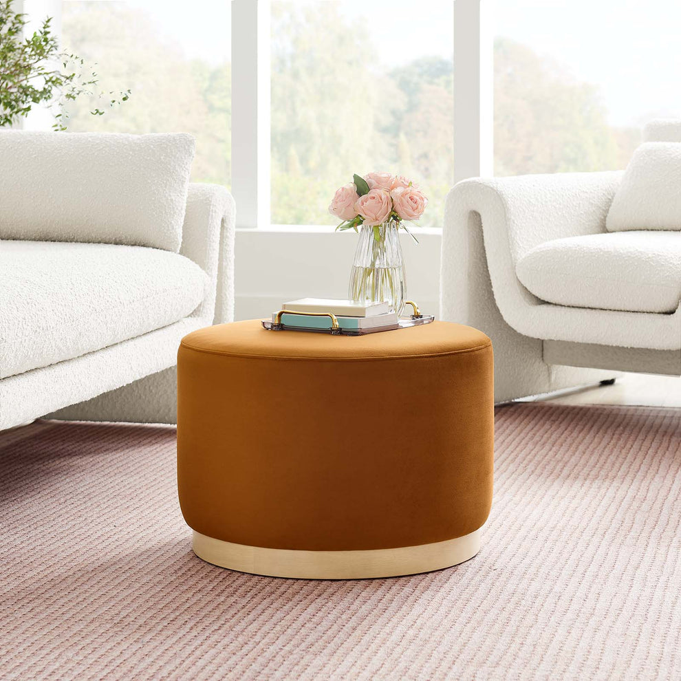 Tilden Large 23" Round Performance Velvet Upholstered Ottoman By Modway - EEI-6646 | Ottomans | Modishstore - 31