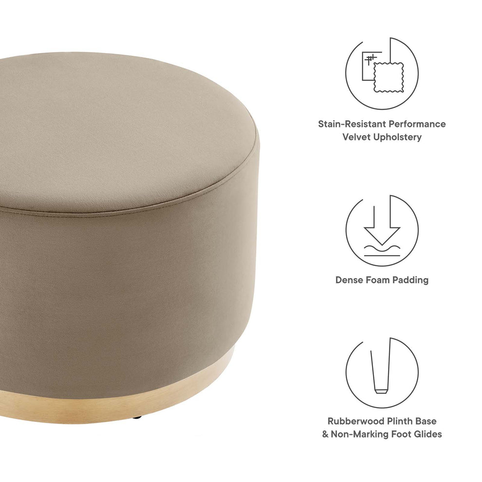 Tilden Large 23" Round Performance Velvet Upholstered Ottoman By Modway - EEI-6646 | Ottomans | Modishstore - 37
