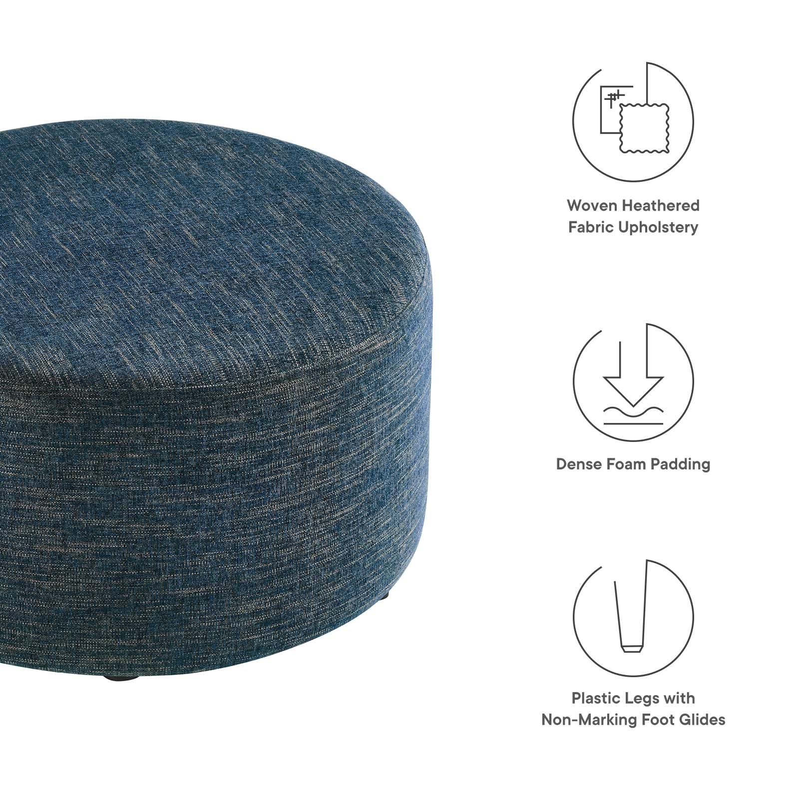 Callum Large 29" Round Woven Heathered Fabric Upholstered Ottoman By Modway - EEI-6647 | Ottomans | Modishstore - 5