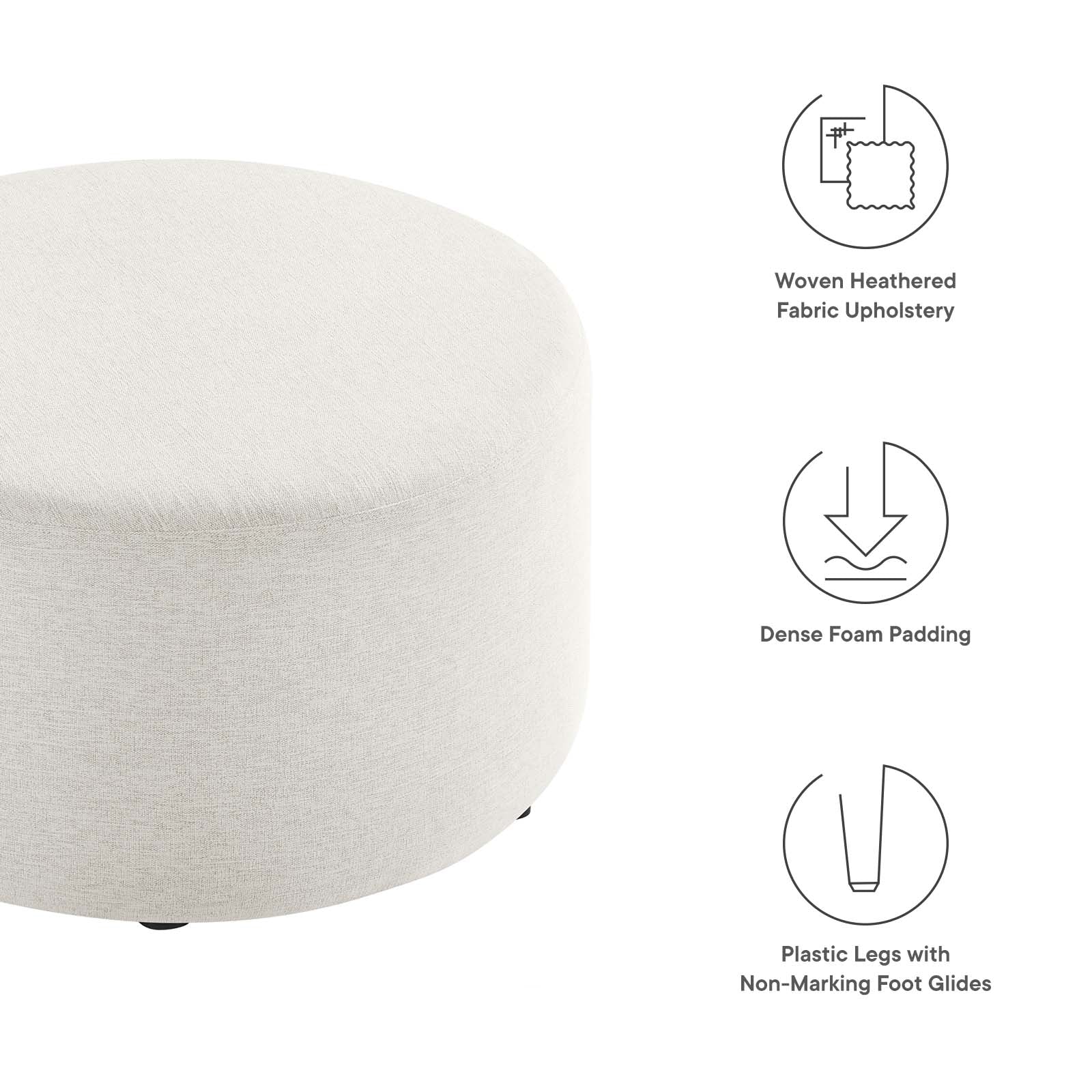 Callum Large 29" Round Woven Heathered Fabric Upholstered Ottoman By Modway - EEI-6647 | Ottomans | Modishstore - 11