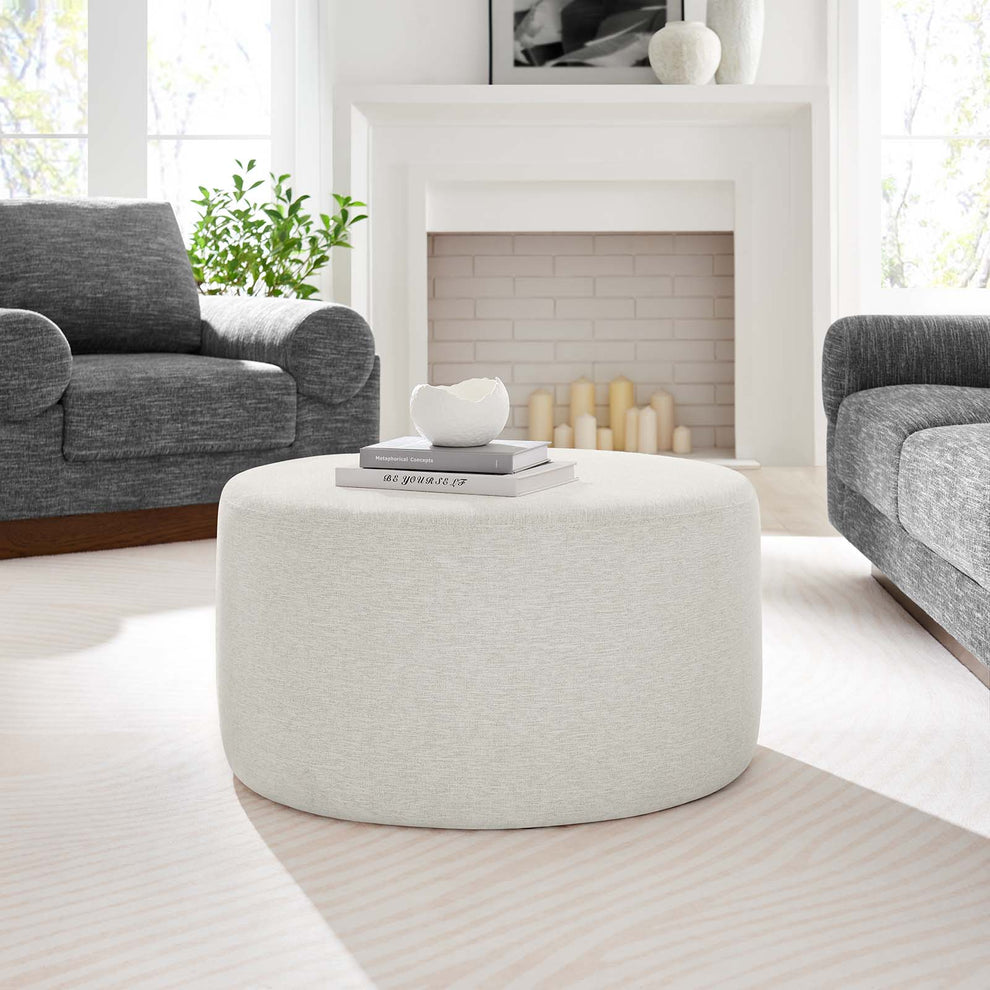Callum Large 29" Round Woven Heathered Fabric Upholstered Ottoman By Modway - EEI-6647 | Ottomans | Modishstore - 14