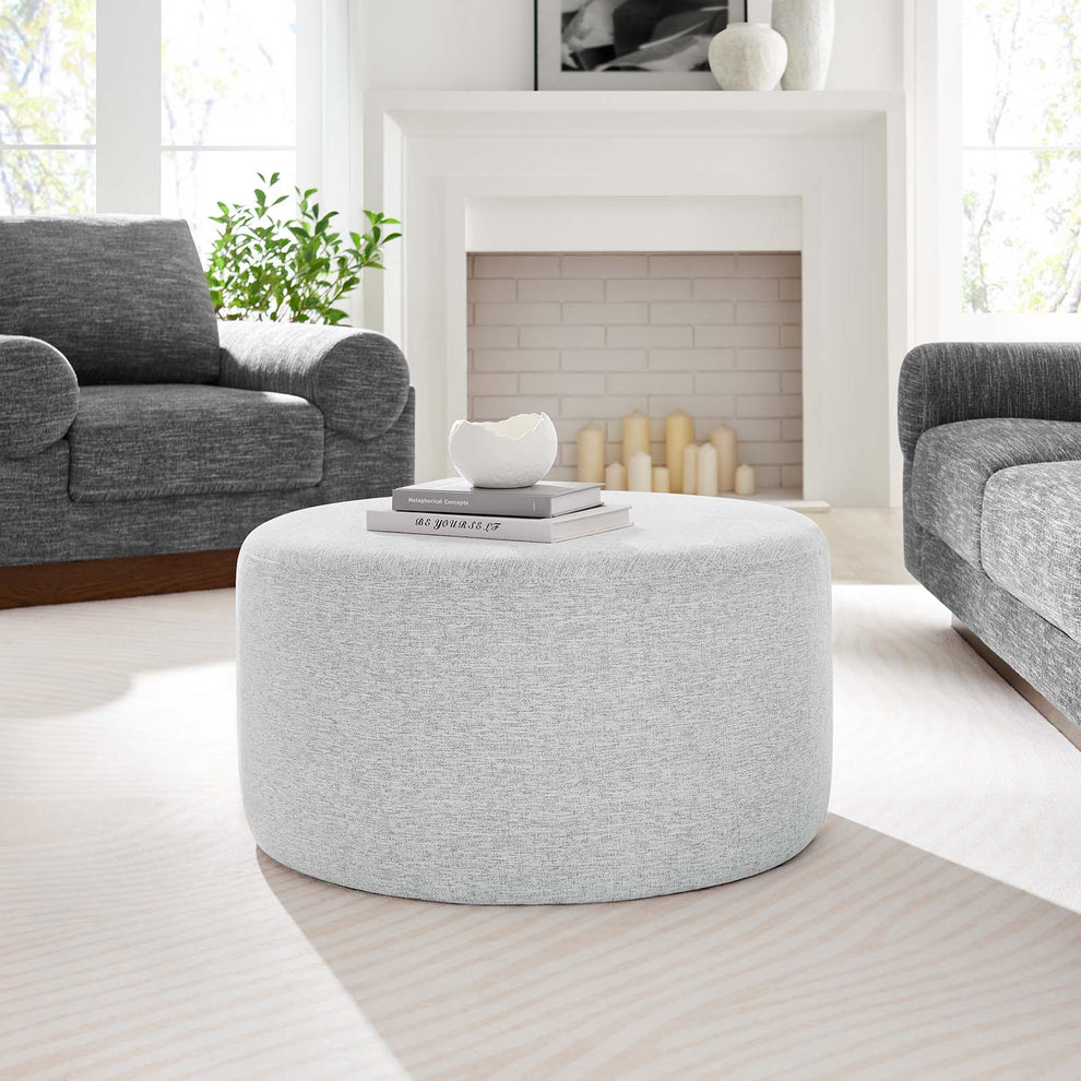 Callum Large 29" Round Woven Heathered Fabric Upholstered Ottoman By Modway - EEI-6647 | Ottomans | Modishstore - 21