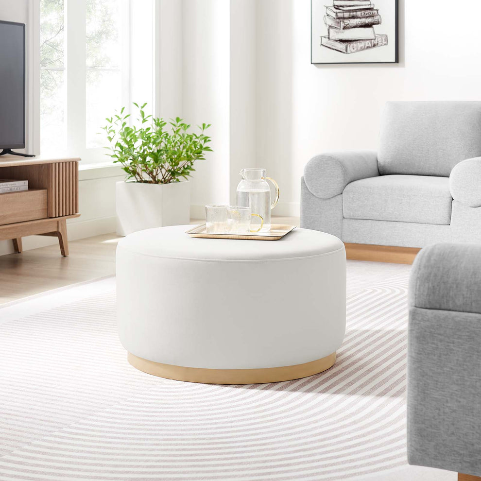 Tilden Large 29" Round Performance Velvet Upholstered Ottoman By Modway - EEI-6648 | Ottomans | Modishstore - 1